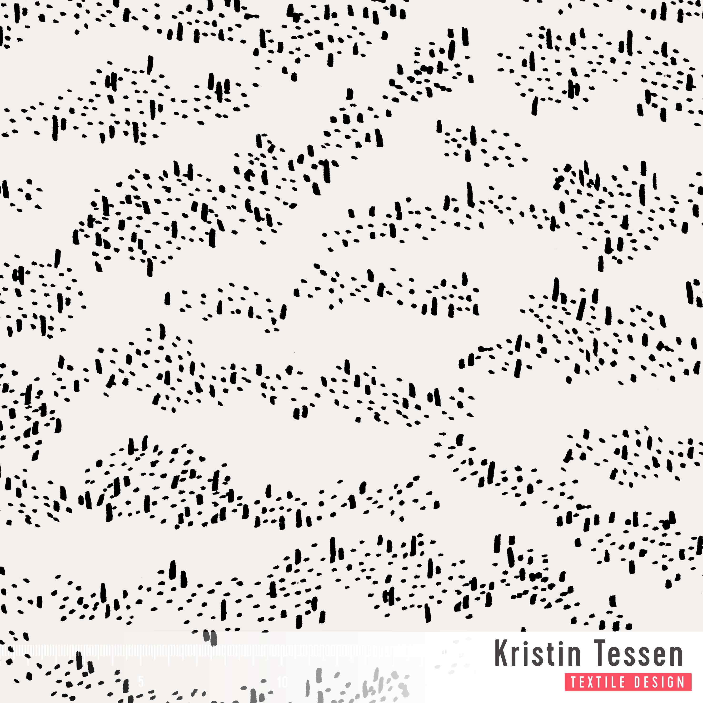 Organic Fabric - Snow Flurry black, cream