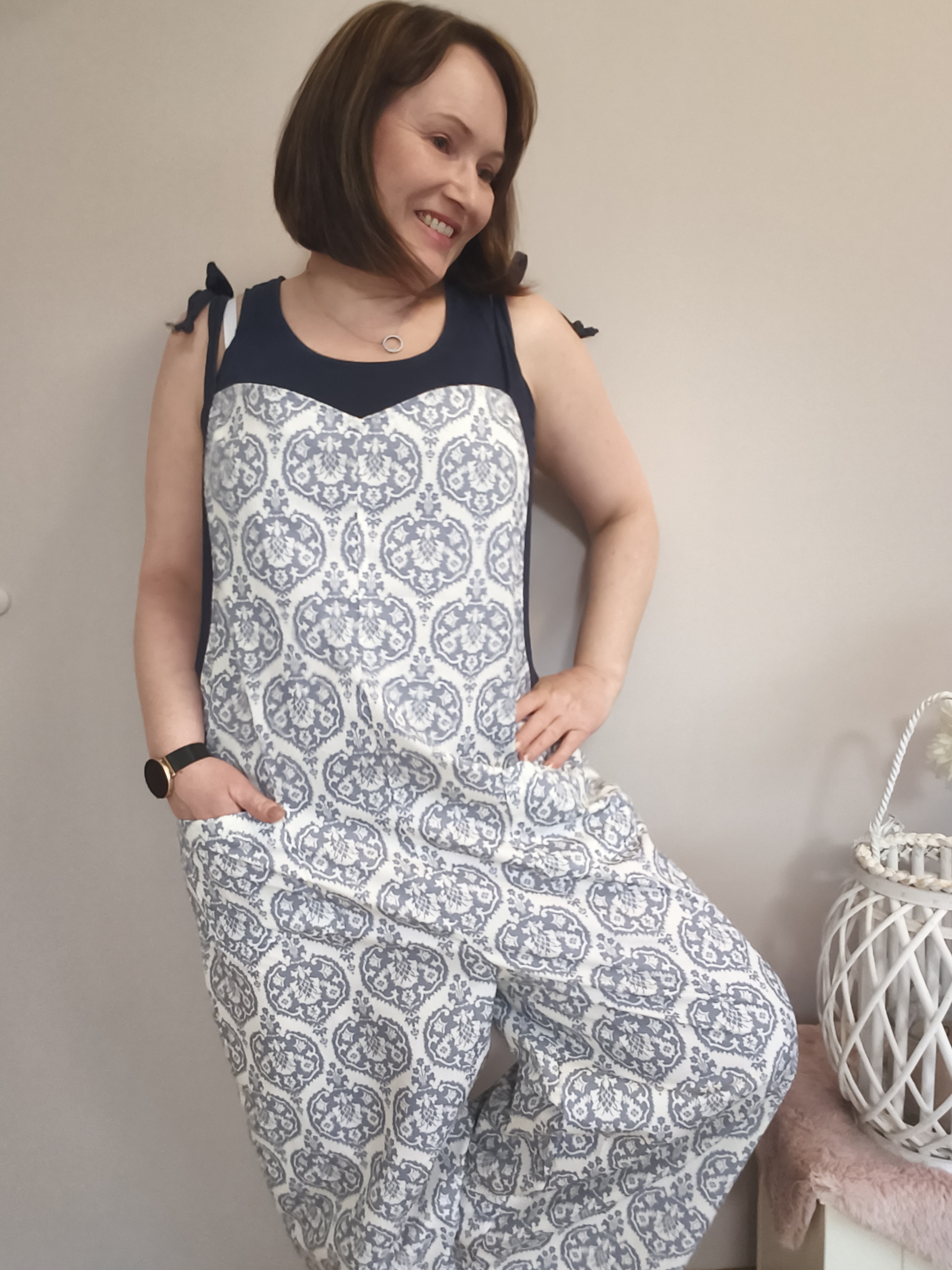 Bio Stoff  -  Botanical Cottage Renaissance Ornament blau