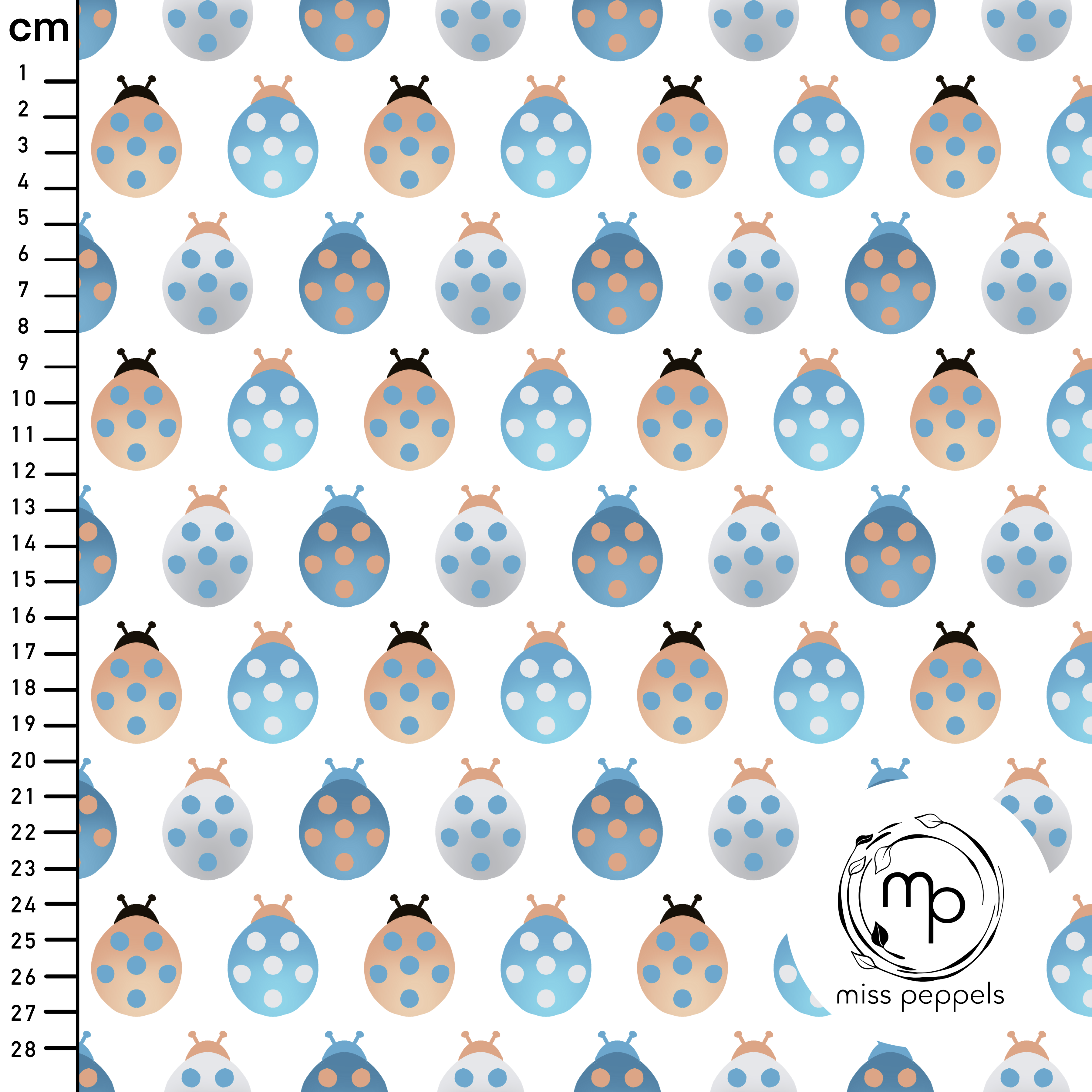 Bio Stoff  - Marienkäfer blau