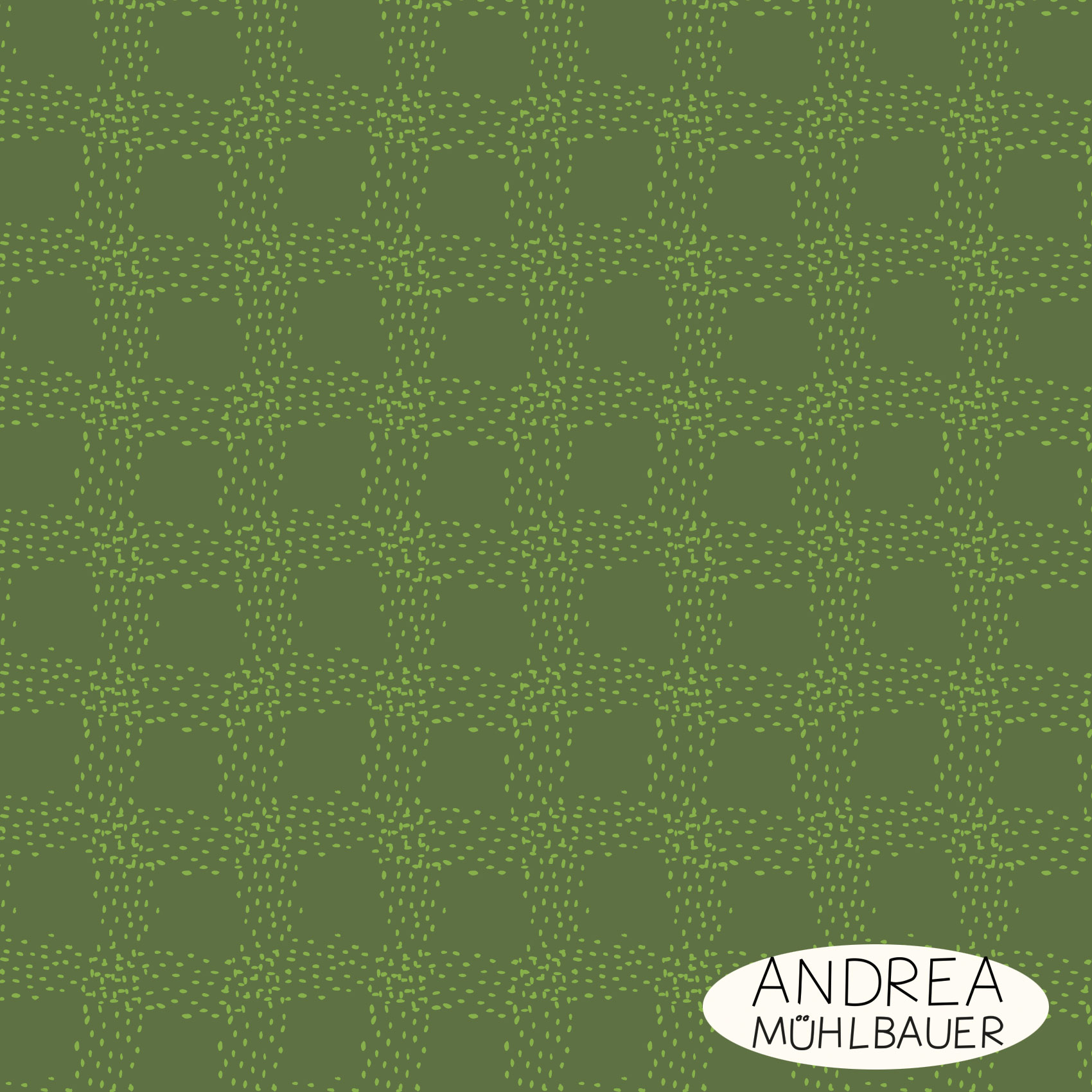 Bio Stoff - Koernerkaro Olivegreen by Andrea Muehlbauer in green