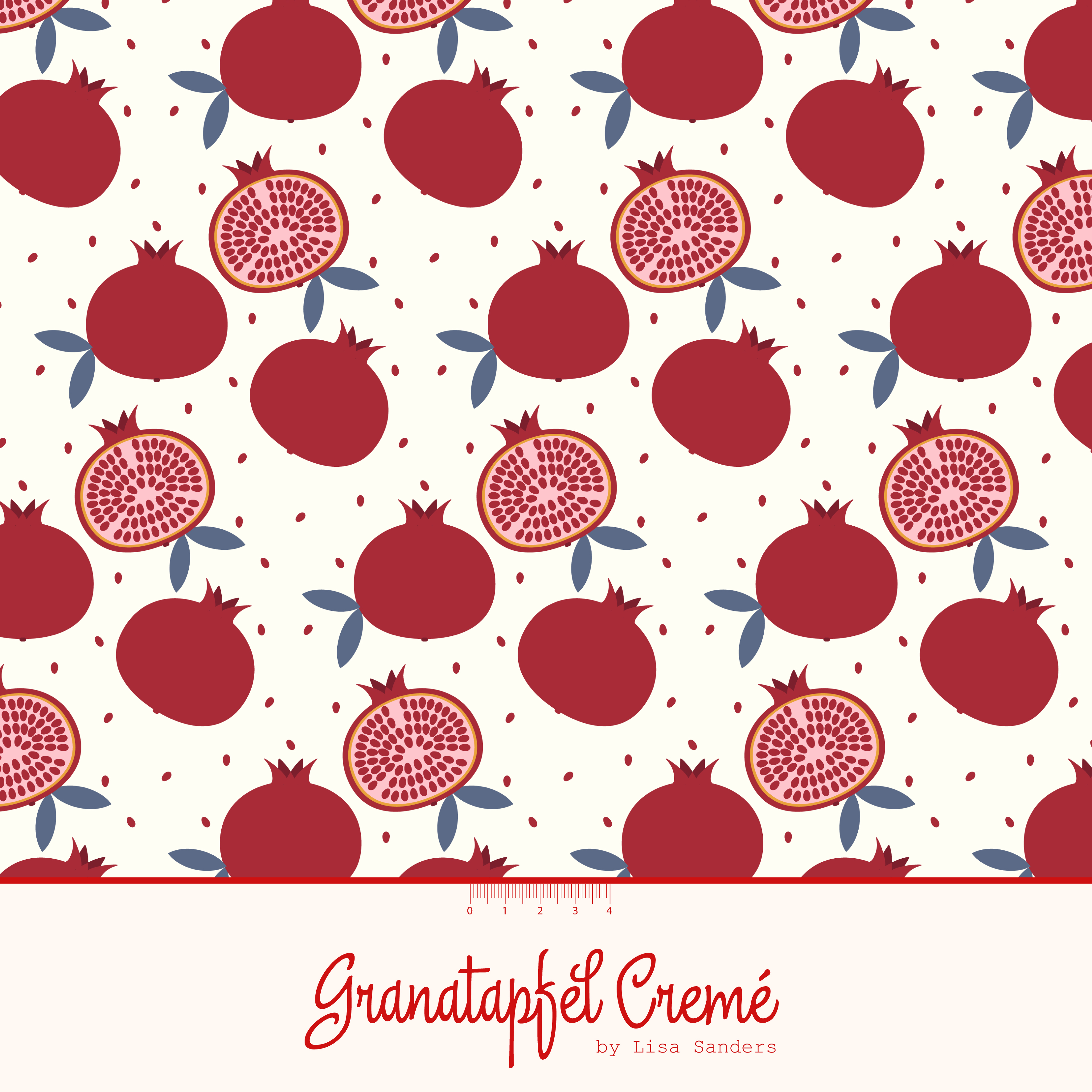 Bio Canvas Stoff - Granatapfel - LisaSanders, Obst & Gemüse, creme, 100% Bio-Baumwolle Bio Canvas Stoff - Granatapfel - LisaSanders, Obst & Gemüse, creme, 100% Bio-Baumwolle