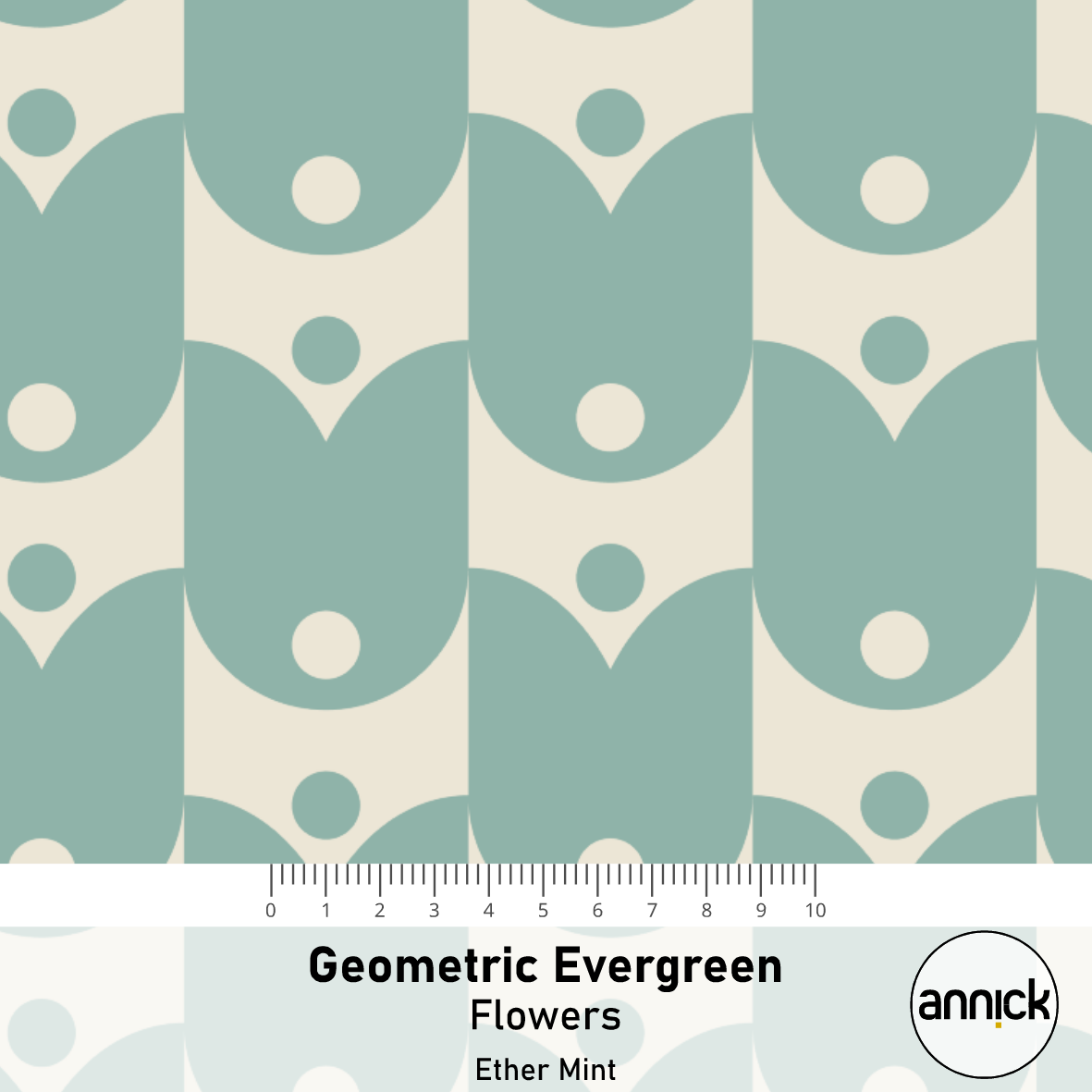 Bio Stoff - Geometric Evergreen Flowers mint