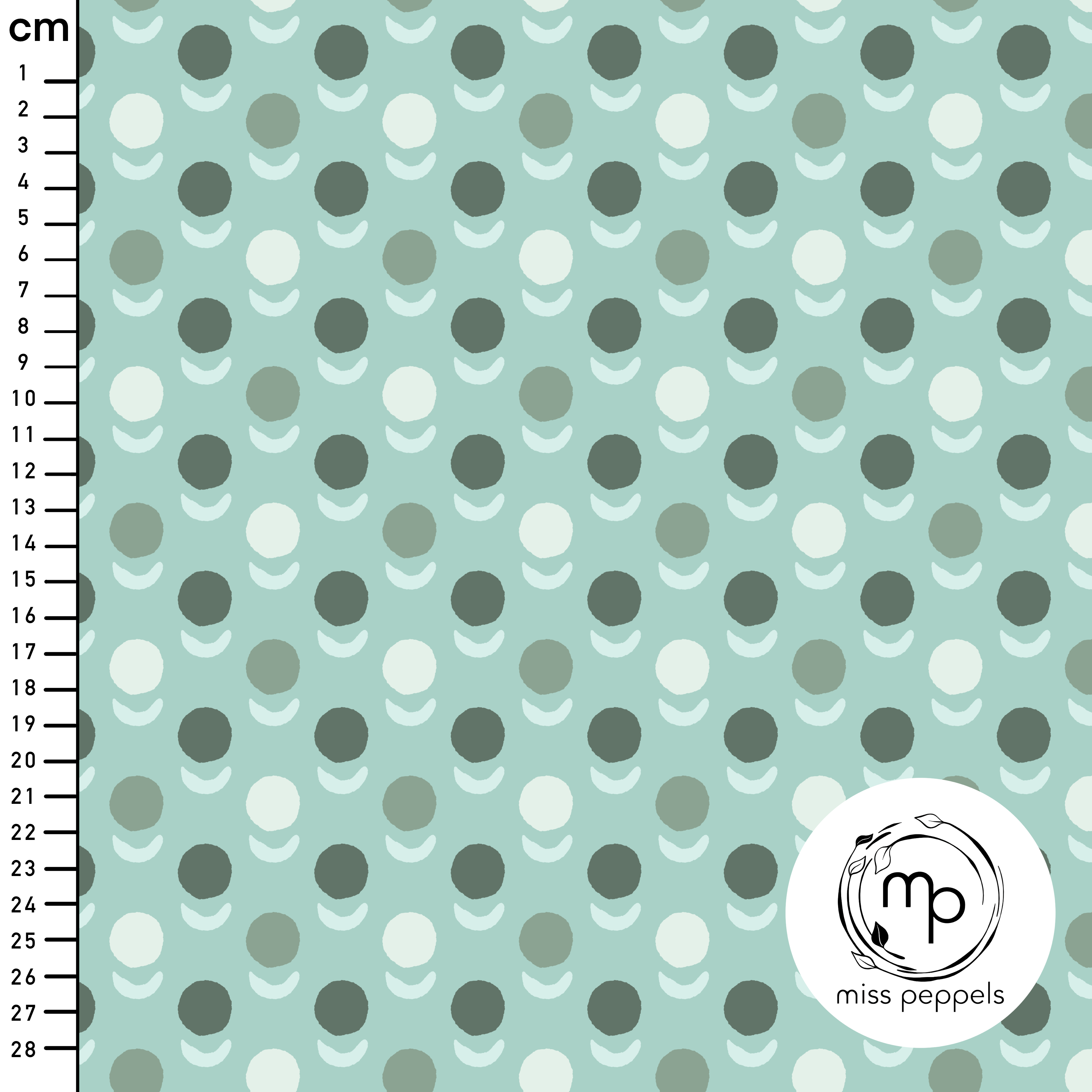 Bio Fabric - Flower Dots1 by misspeppels in mint