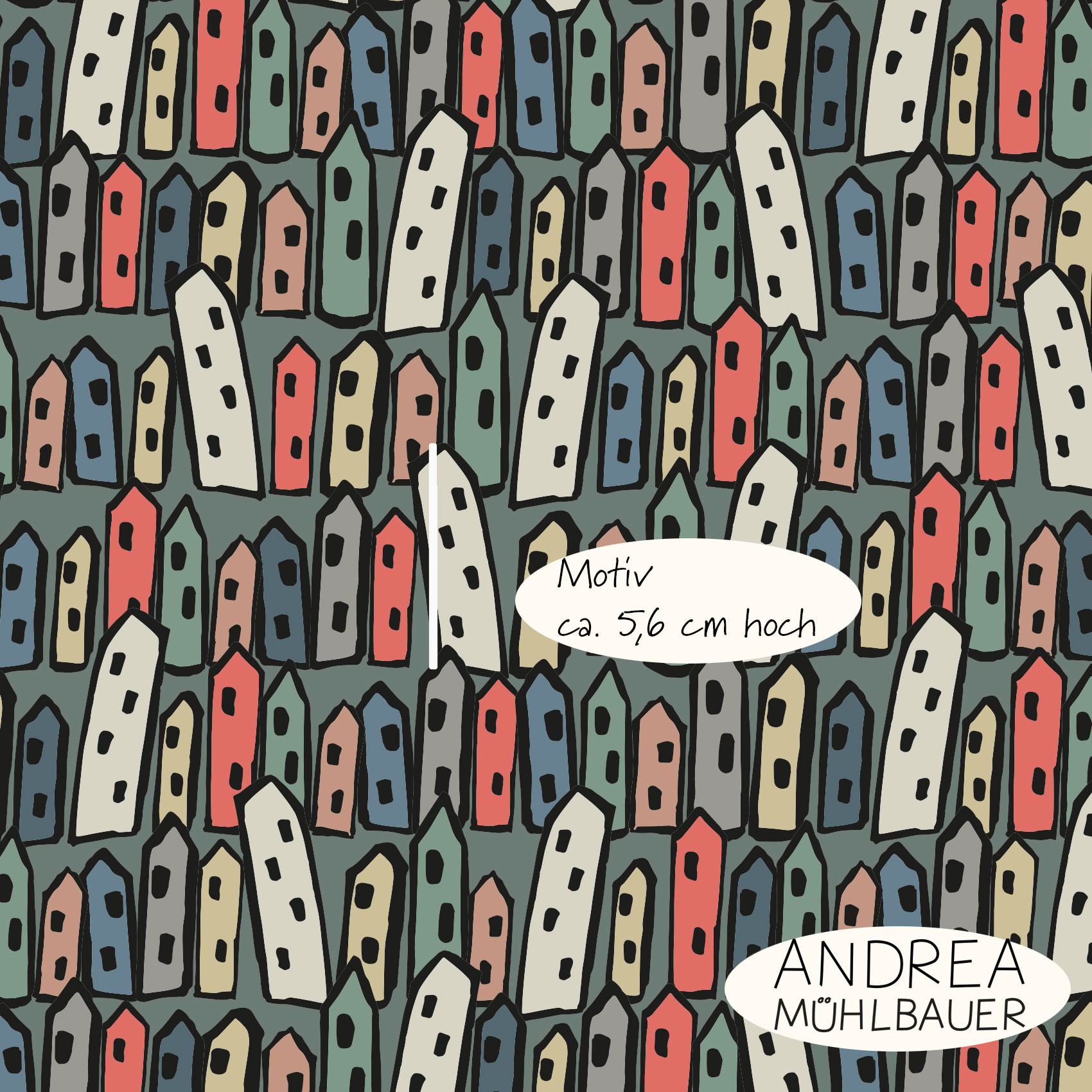 Bio Webware Stoff  -  Back in the City Medium  - AndreaMuehlbauer, bunt, Abstrakt, 100% Bio-Baumwolle