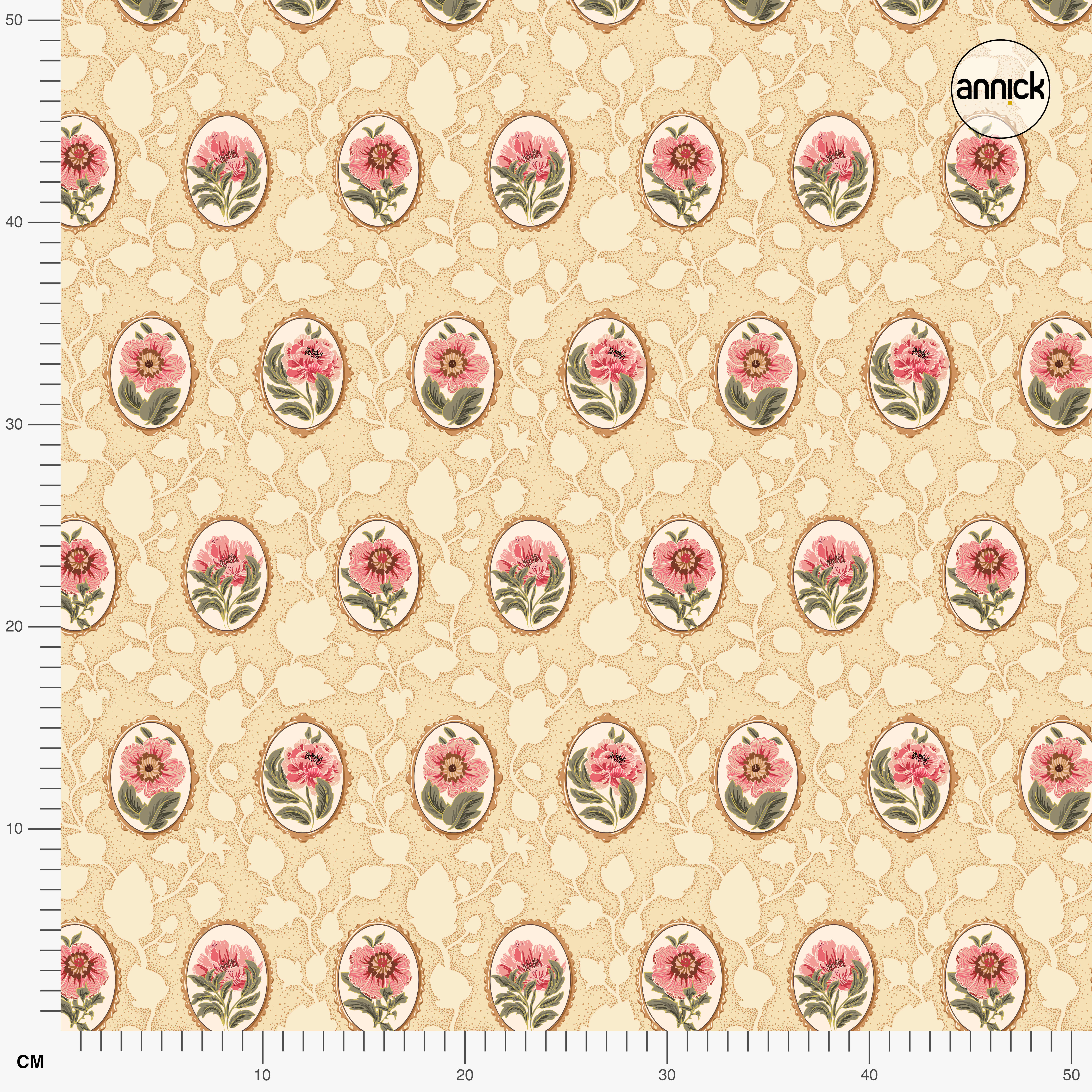 Organic fabric  - Summer Nostalgia Floral Portrait ivory