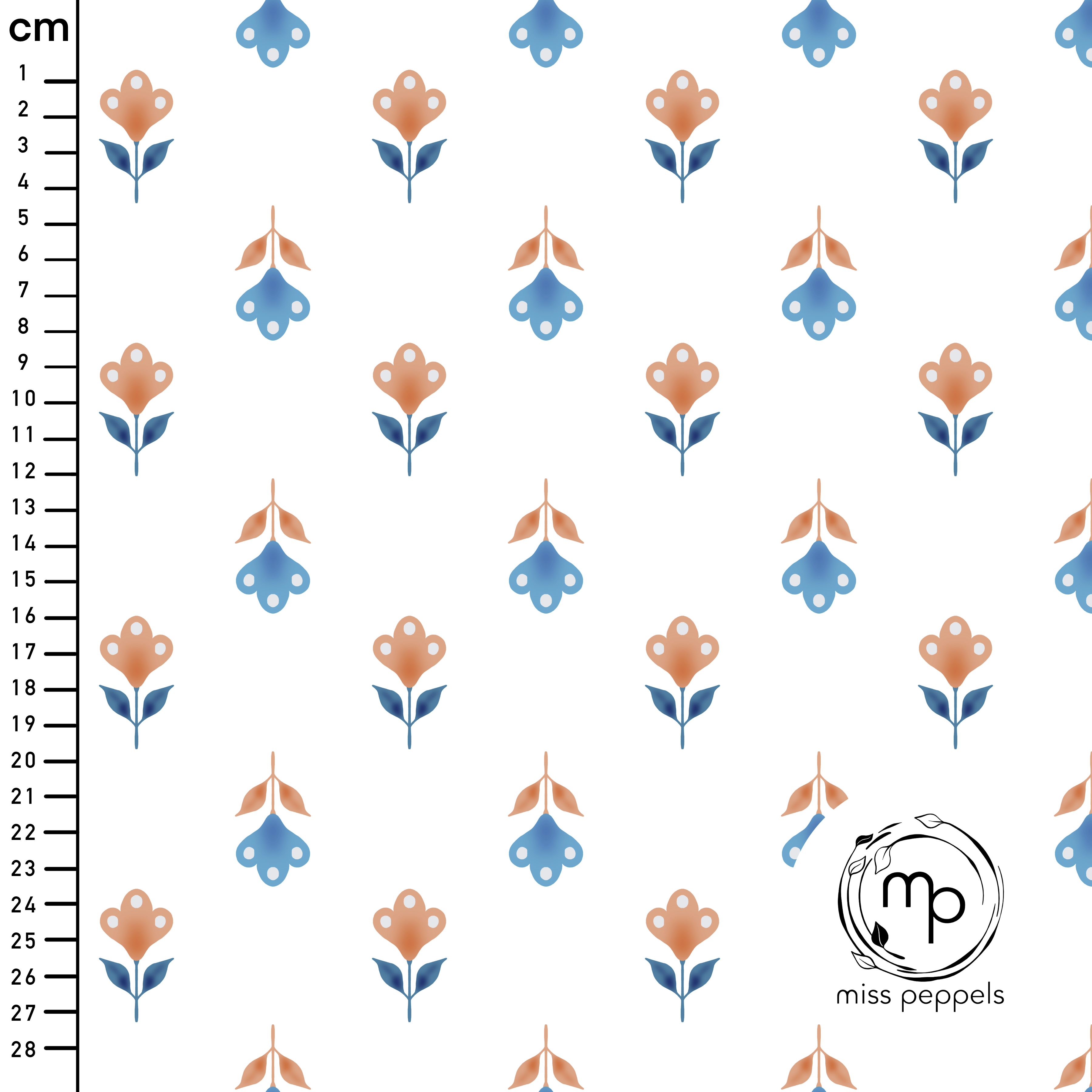 Bio Stoff  - Blumen Tanz blau