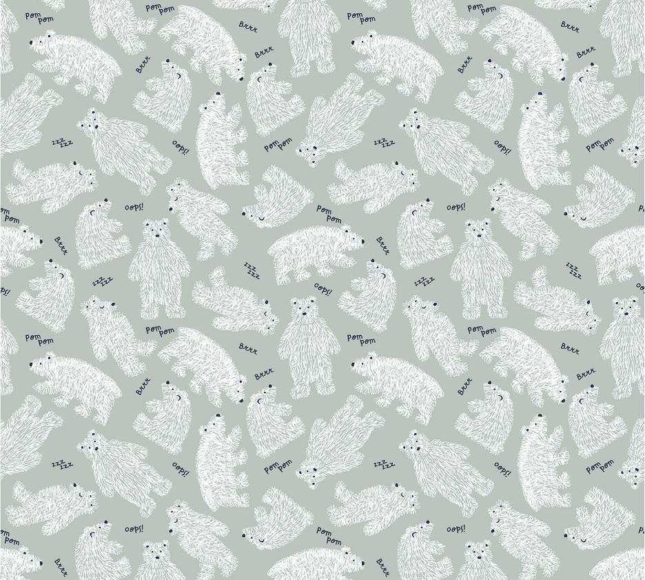 Bio Webware Stoff - Super Fluffy Bears - PetraCoumans, Tiere, weiß, grau, Herren, 100% Bio-Baumwolle Bio Webware Stoff - Super Fluffy Bears - PetraCoumans, Tiere, weiß, grau, Herren, 100% Bio-Baumwolle