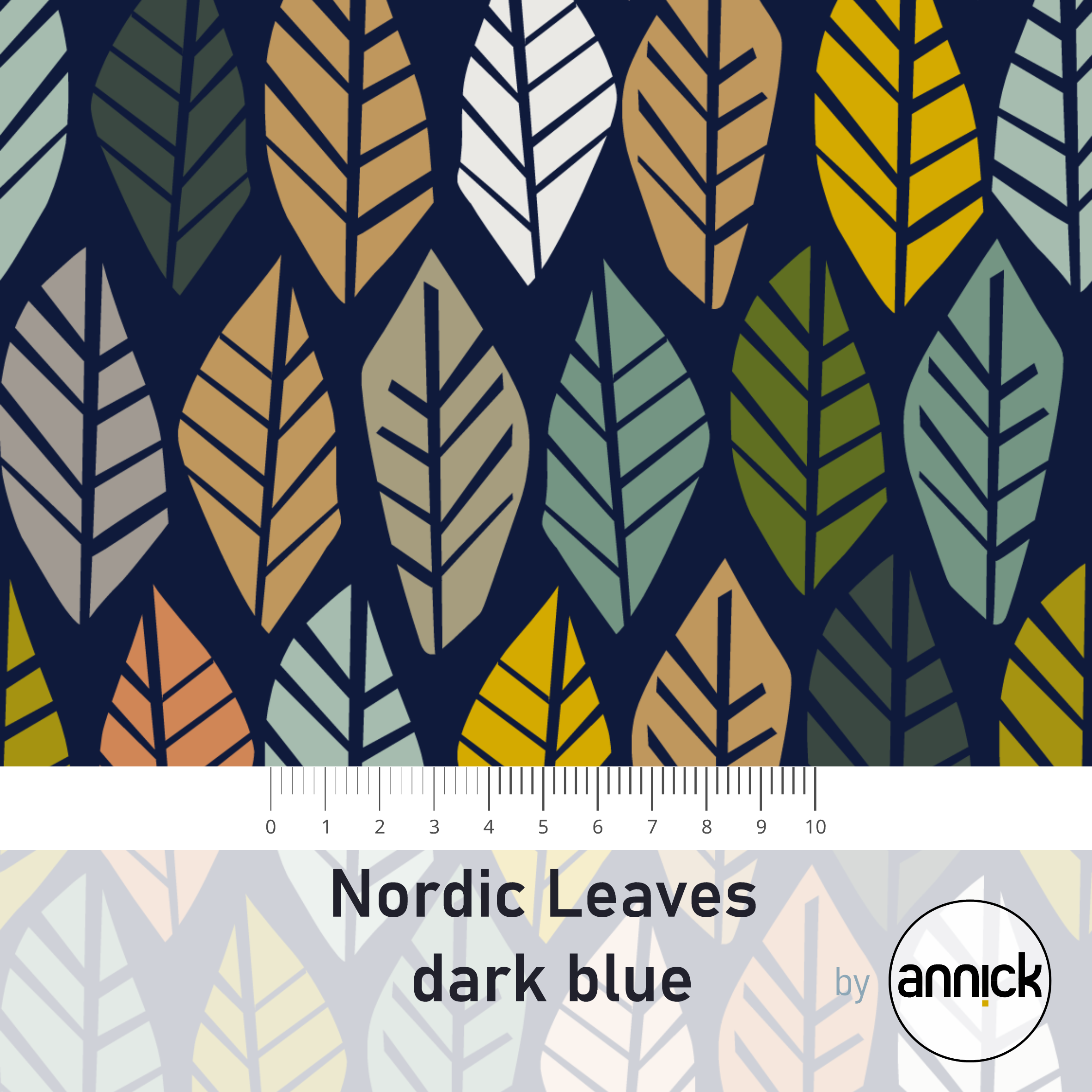 Bio Summersweat Stoff - Nordic Leaves Dark Blue - Annick, Blätter & Ranken, Herbst, braun, blau, Breite 150 cm Bio Summersweat Stoff - Nordic Leaves Dark Blue - Annick, Blätter & Ranken, Herbst, braun, blau, Breite 150 cm