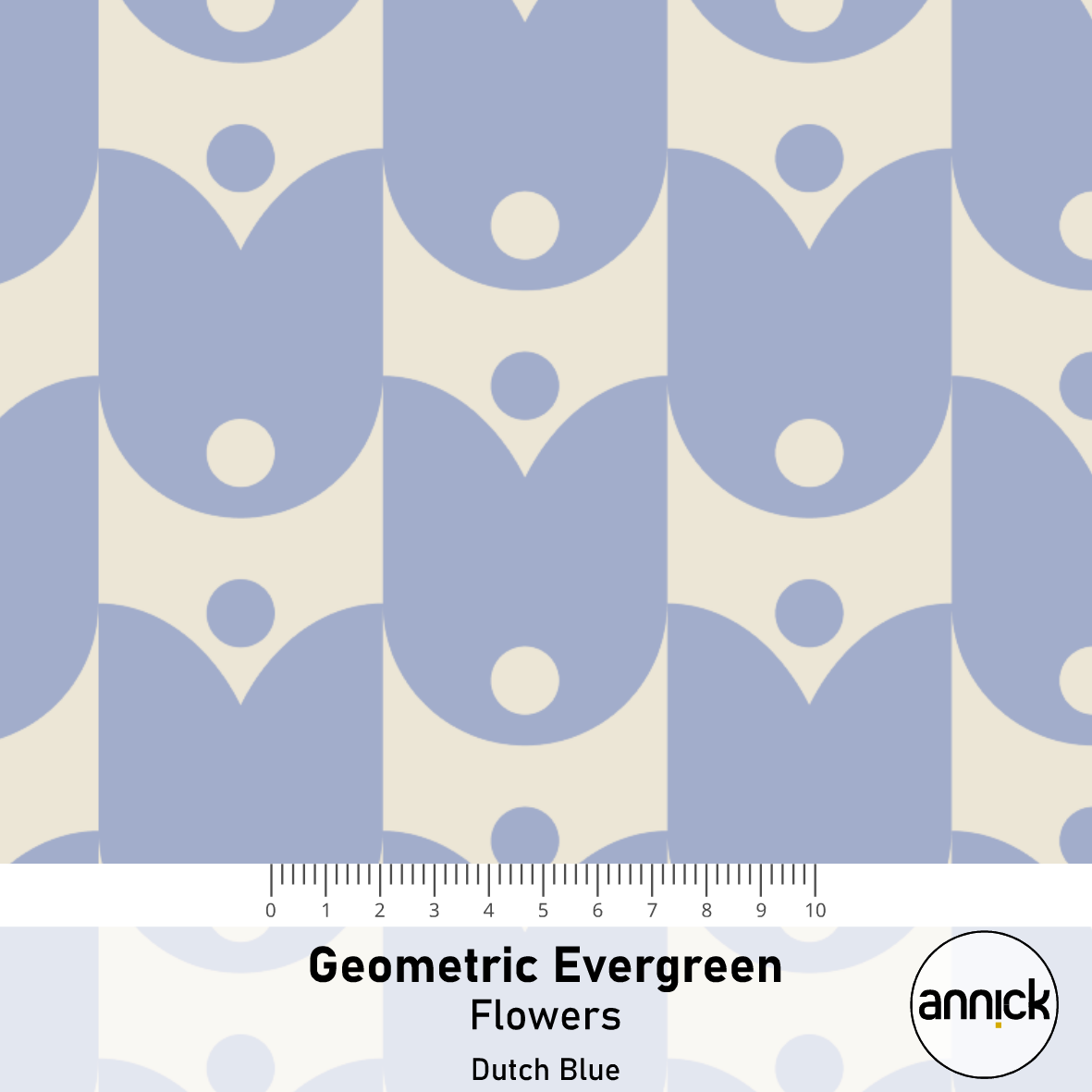 Bio Stoff - Geometric Evergreen Flowers blau