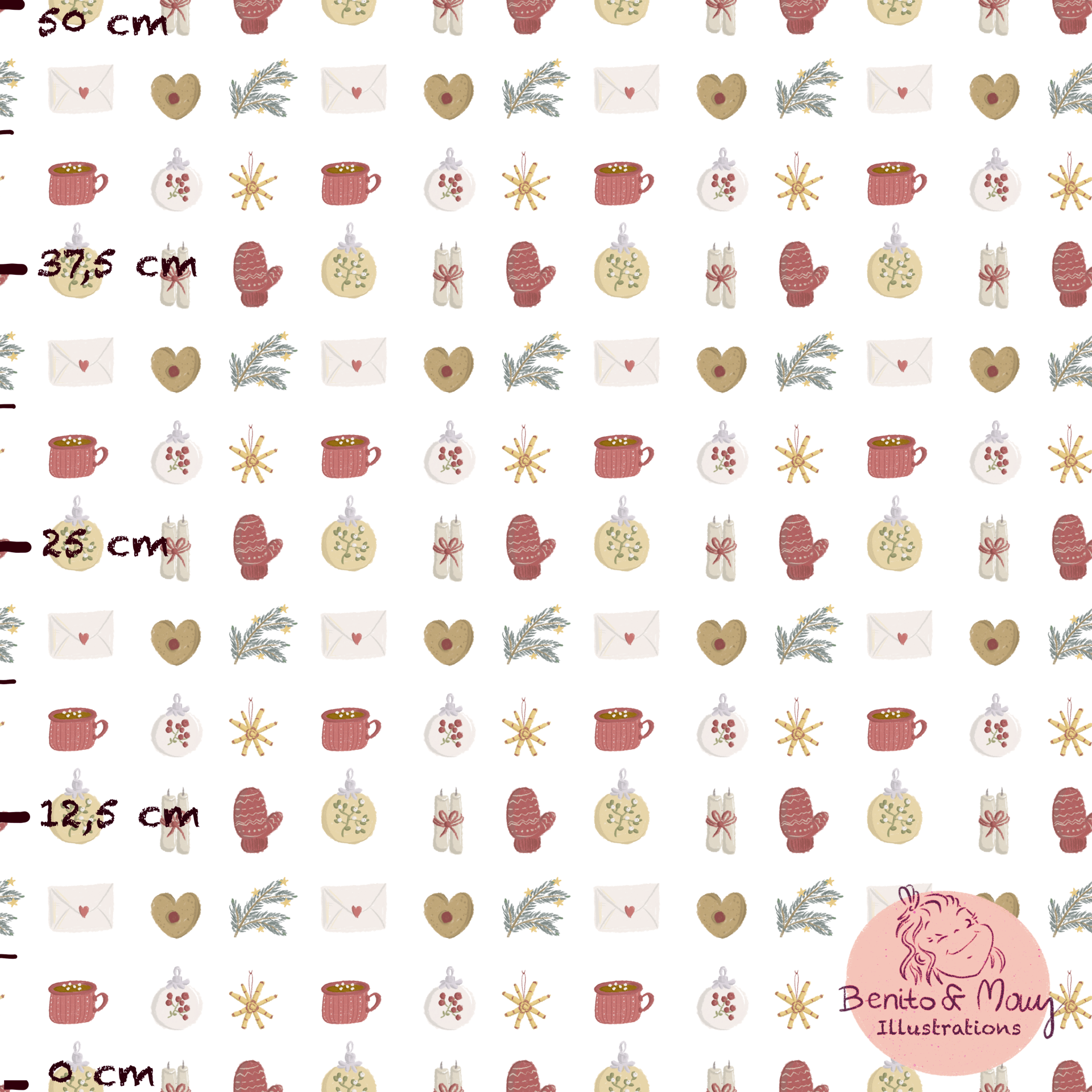 Bio Fabric - Christmas Joy white, small 