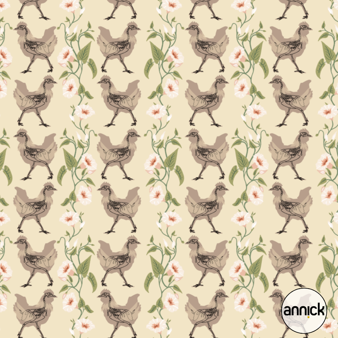 Bio Stoff - Gothic Cottage Chicken Warm Earthy von Annick in braun