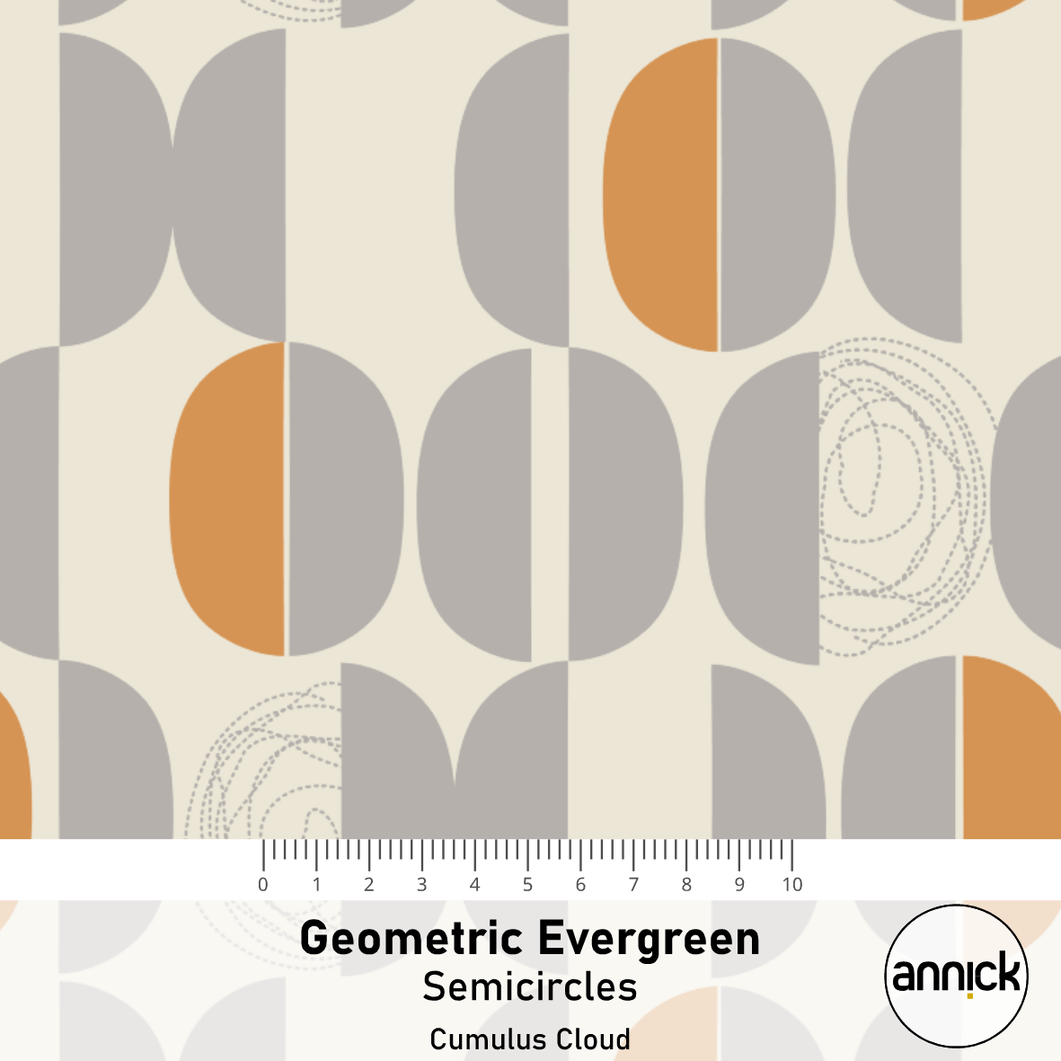 Bio Stoff - Geometric Evergreen Semicircles grau