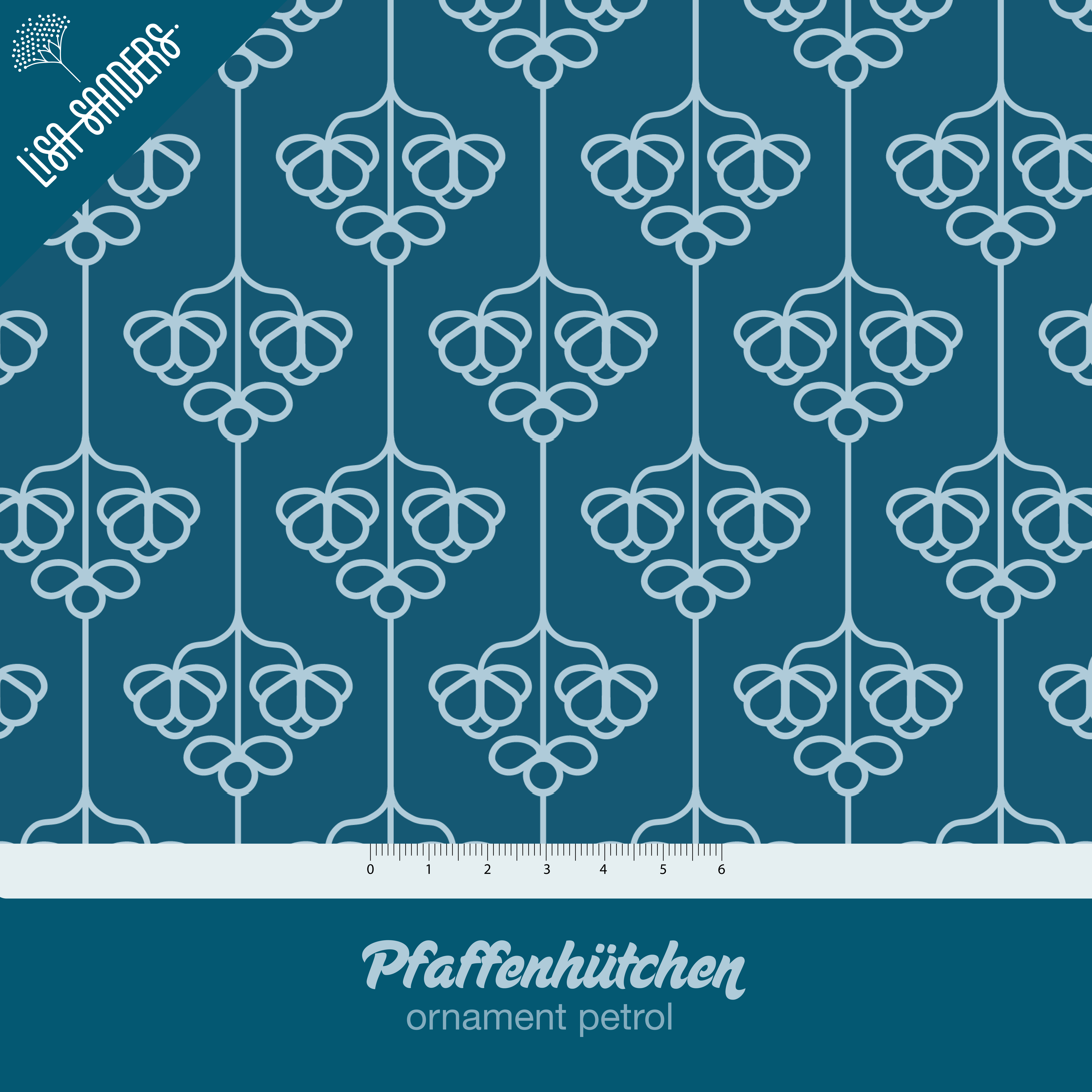 Bio Stoff - Pfaffenhuetchen Ornament Petrol von Lisa Sanders in petrol Bio Stoff - Pfaffenhuetchen Ornament Petrol von Lisa Sanders in petrol