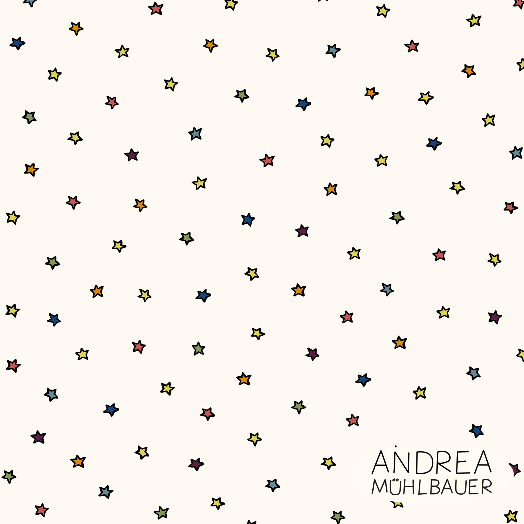 Bio Webware Stoff  -  Stars  - AndreaMuehlbauer, creme, Sonne, Mond und Sterne, Fantasy, 100% Bio-Baumwolle