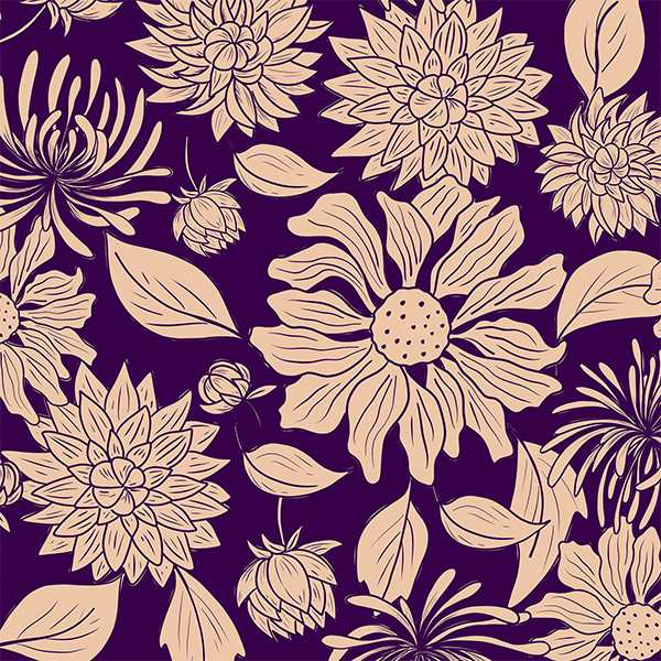 Bio Fabric -Spätsommerblumen violett