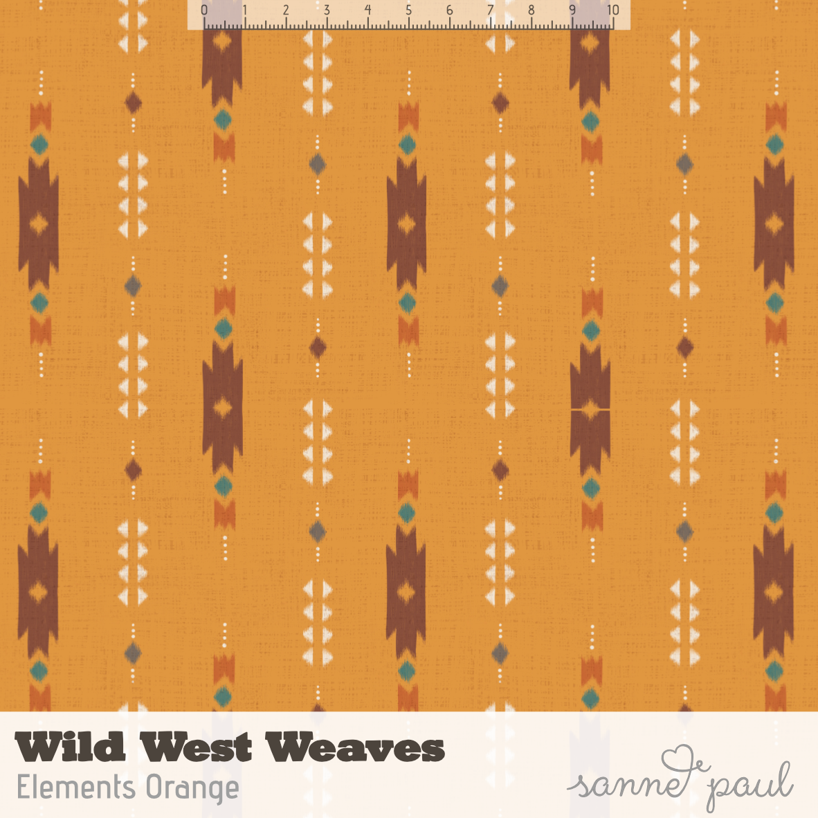 Organic Fabric - Wild West Weaves Elements Orange by Sanne Paul in orange