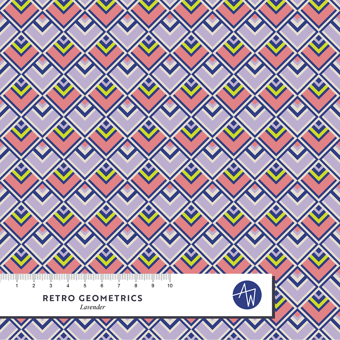 Bio Stoff  -  Retro Geometrics Green  - AlexandraWeise, bunt, Geometrische Muster