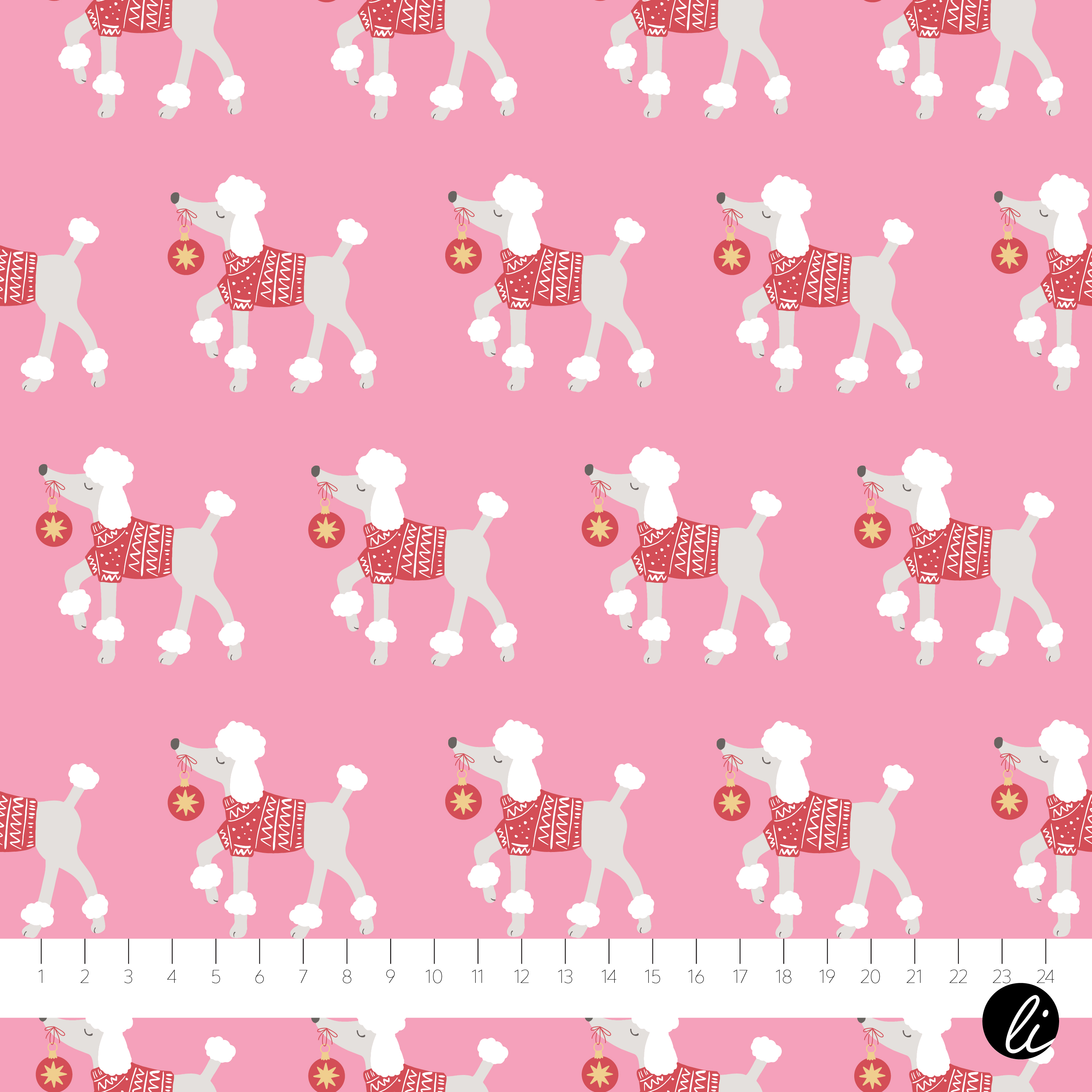 Bio Webware Stoff - Jolly Dogs Weihnachtspudel Pink - AndreaLiesert, Tiere, Weihnachten, pink, 100% Bio-Baumwolle Bio Webware Stoff - Jolly Dogs Weihnachtspudel Pink - AndreaLiesert, Tiere, Weihnachten, pink, 100% Bio-Baumwolle