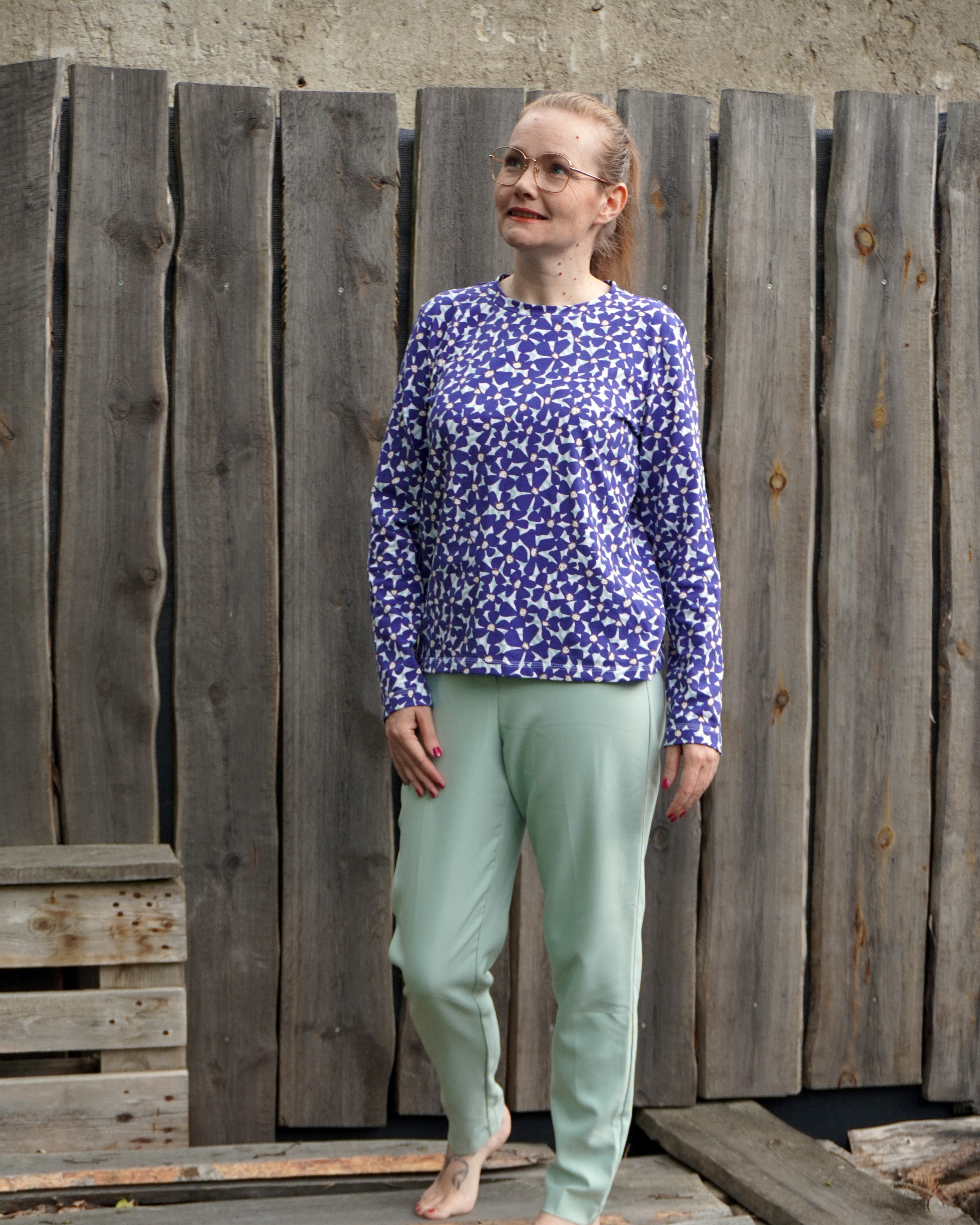 Bio Stoff  - Küstenatelier Blumenmeer blau