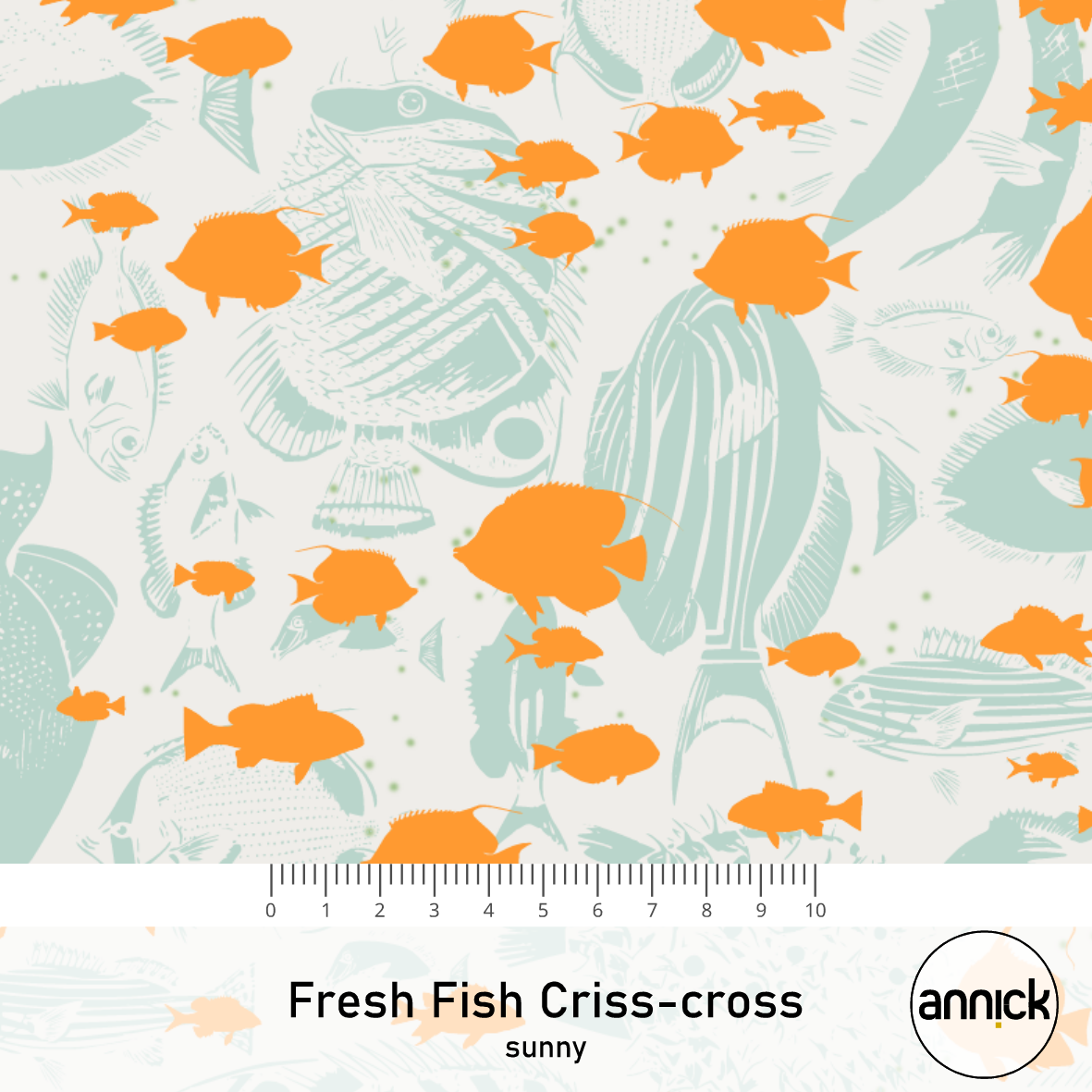 Bio Summersweat Stoff  - Fresh Fish Criss Cross Sunny - Annick, creme, Maritim Breite 150 cm