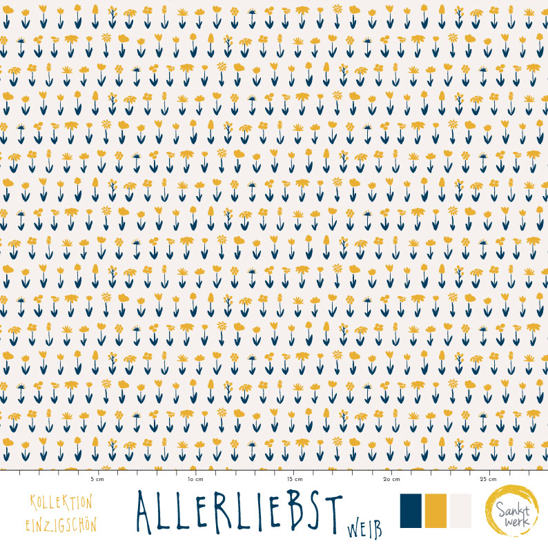 Bio Stoff  - Allerliebst Weiss - Sanktwerk, weiß Floral & Blumen