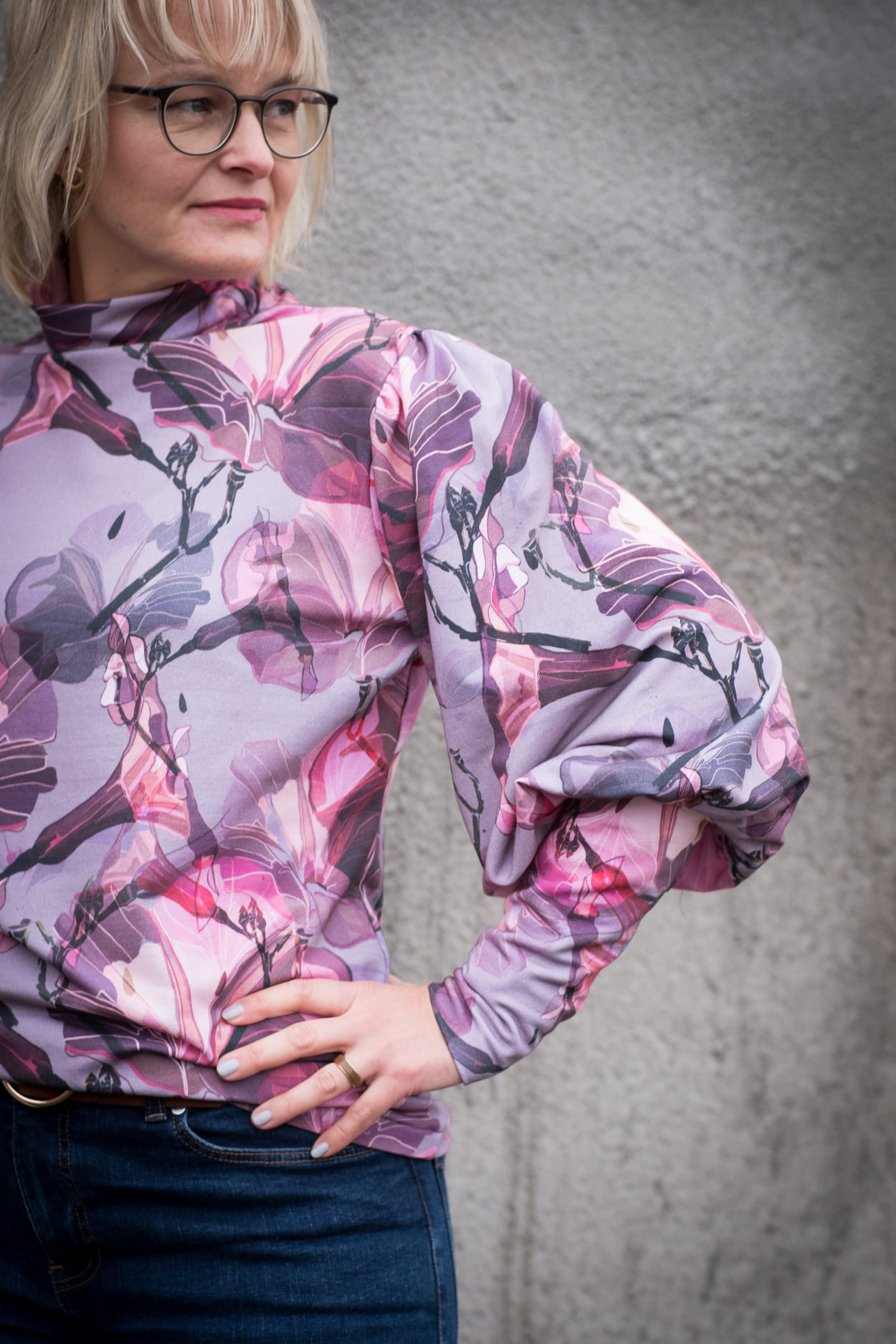 Organic fabric  -  Deepflower blue