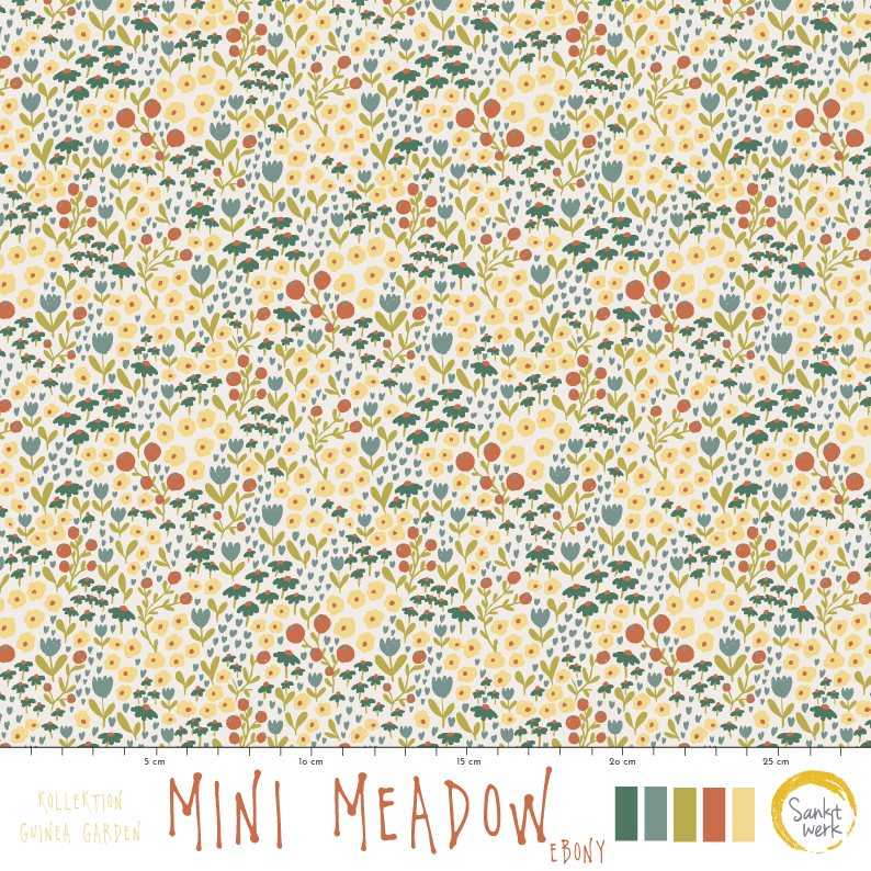 Organic Fabric  - Mini Meadow Ebony