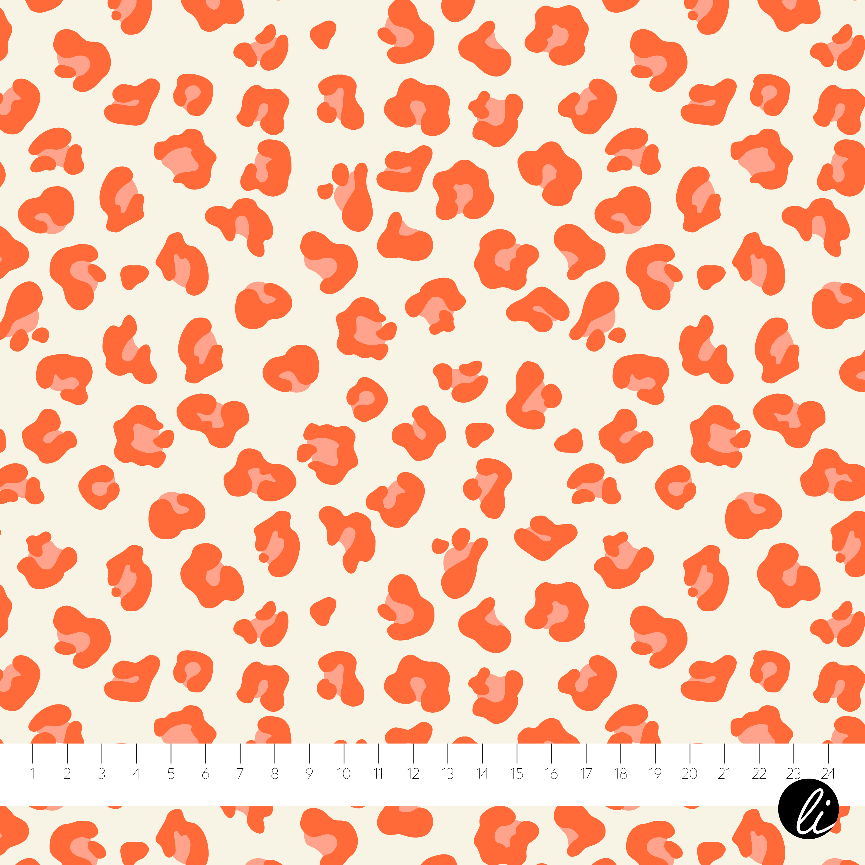 Bio Stoff  - Soft and Wild Leo Ecru Coral - AndreaLiesert, orange, Tierfellmuster