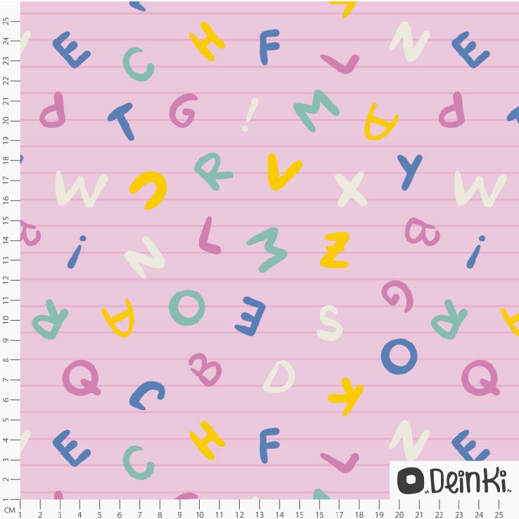Bio Fabric - Alphabet Soup Pink by Deinki in pink