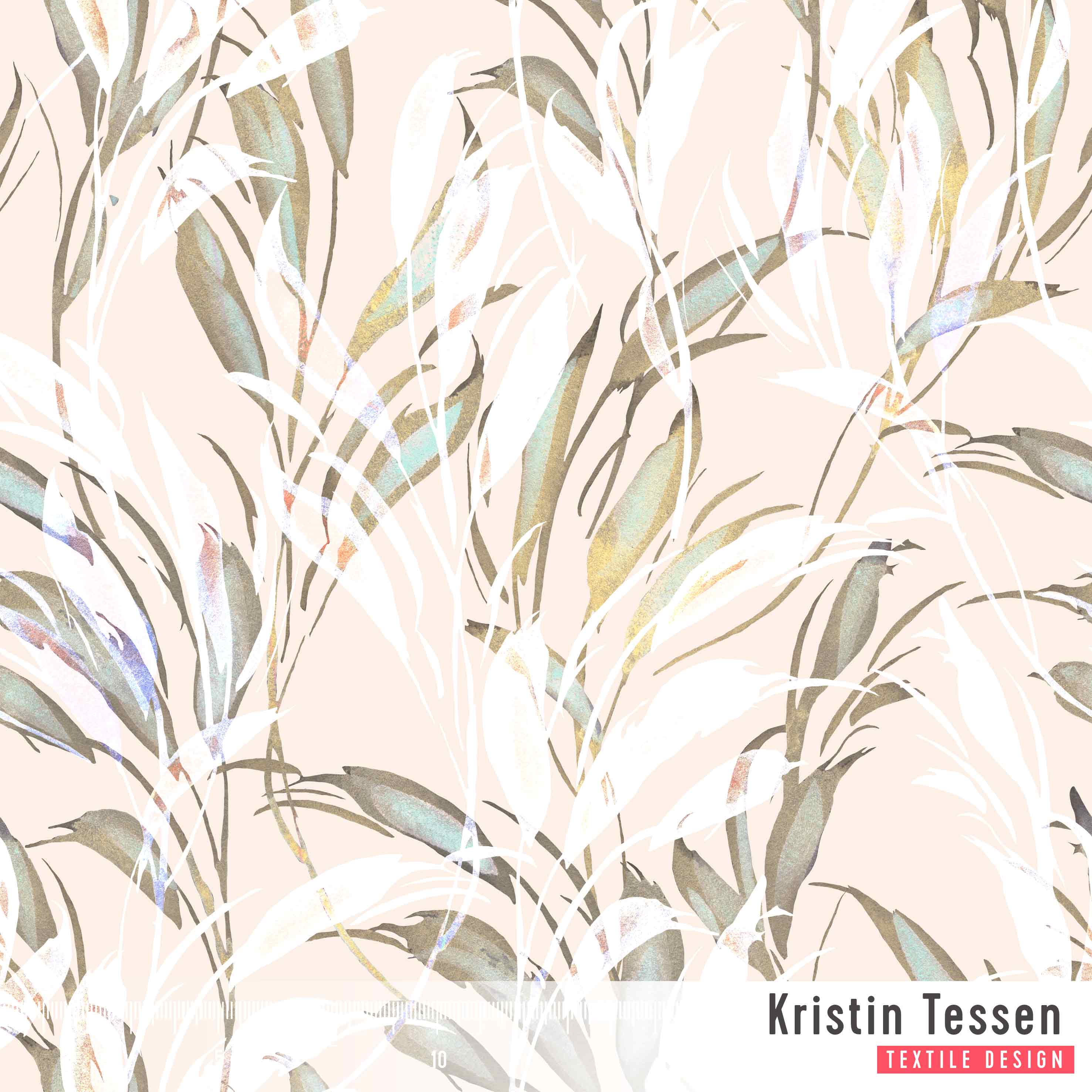 Bio Fabric - Summerleaves Blush by Kristin Tessen in pink