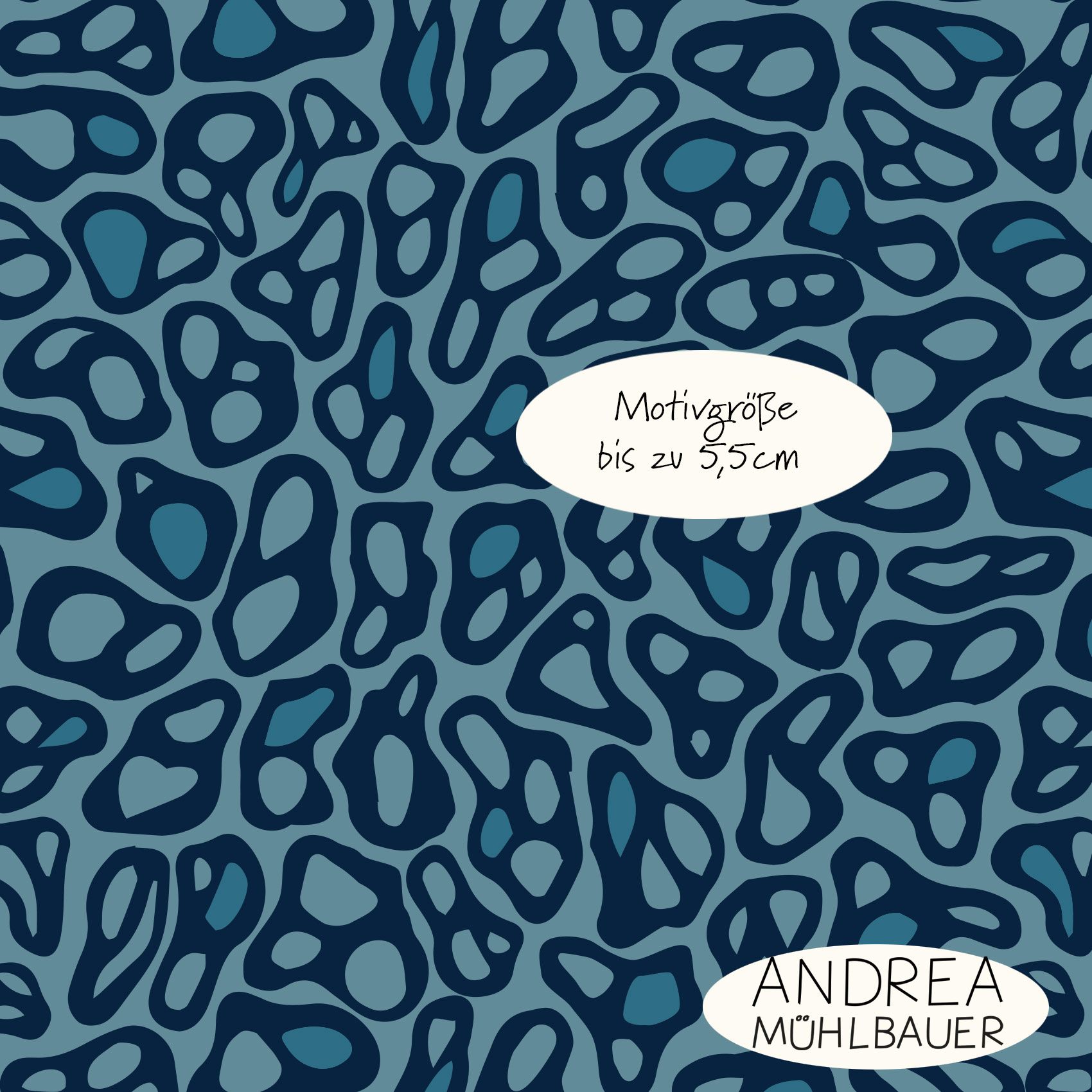 Bio Webware Stoff - Fantasy Animal Print Blau - AndreaMuehlbauer, blau, Tierfellmuster, 100% Bio-Baumwolle Bio Webware Stoff - Fantasy Animal Print Blau - AndreaMuehlbauer, blau, Tierfellmuster, 100% Bio-Baumwolle