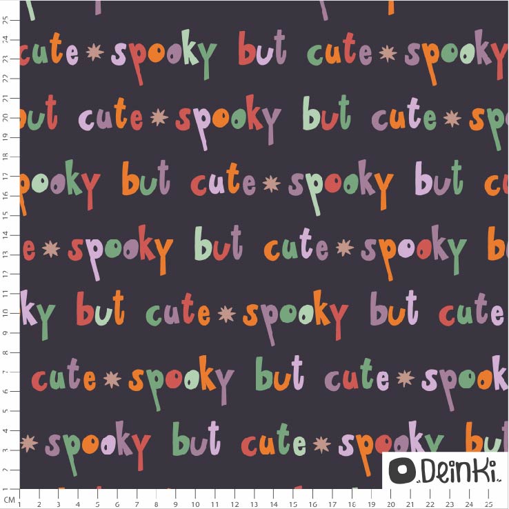 Organic Fabric - Halloween Cute But Spooky by Deinki in black