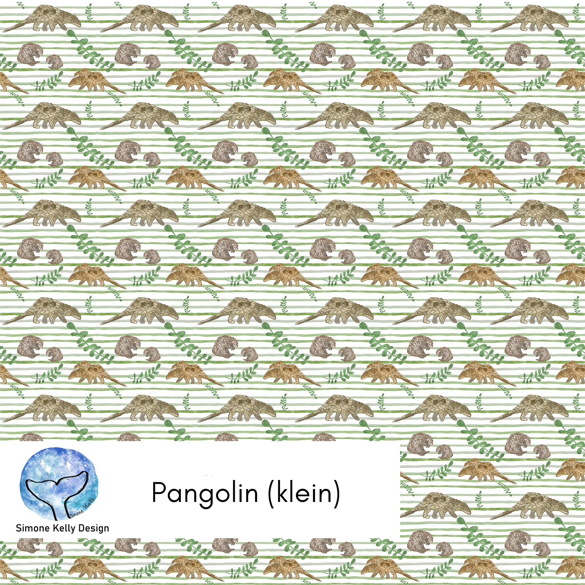 Bio Stoff  - Pangolin Klein - SimoneKelly, weiß, Tiere