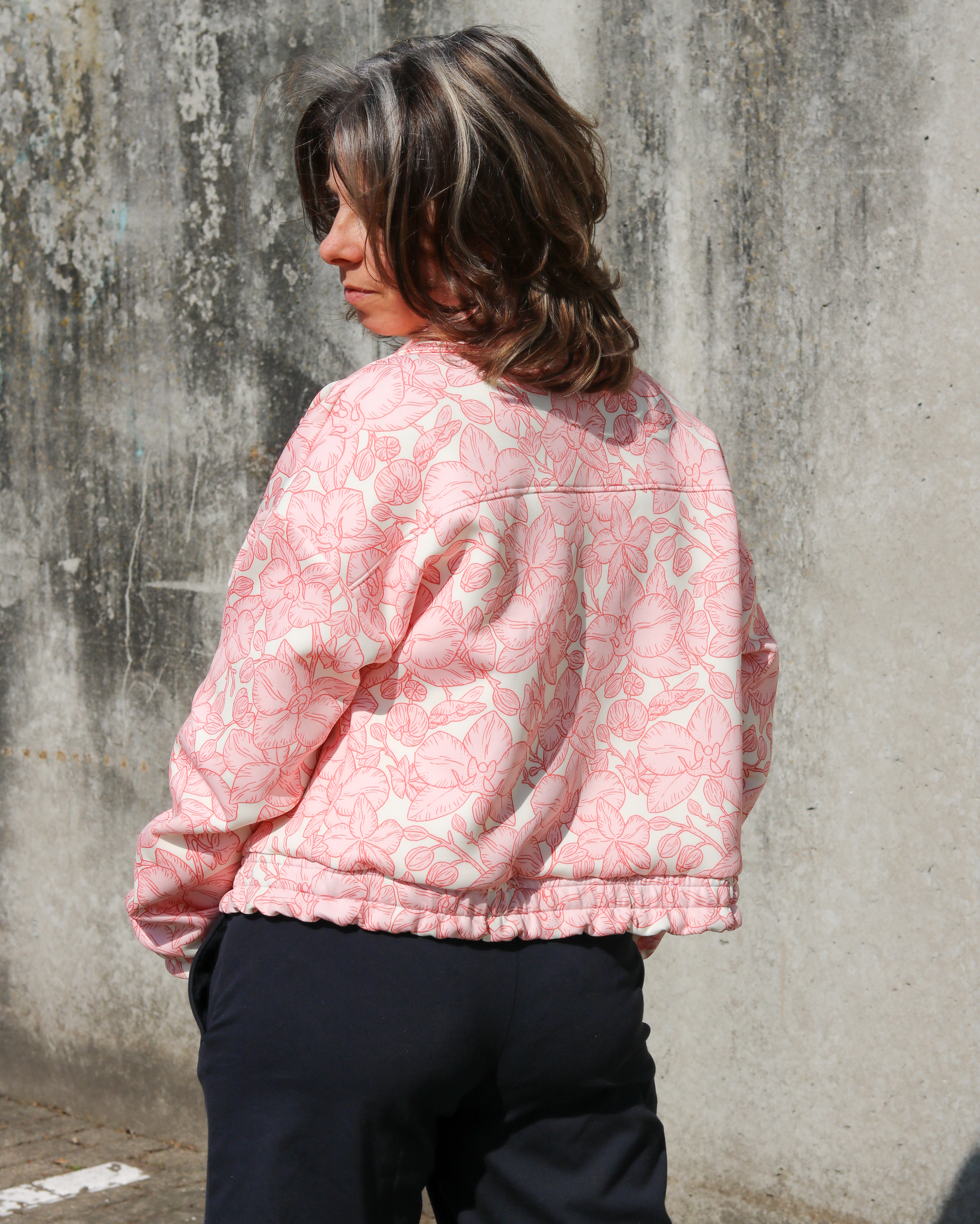 Bio Stoff  - Orchideenliebe Blütenherz rosa