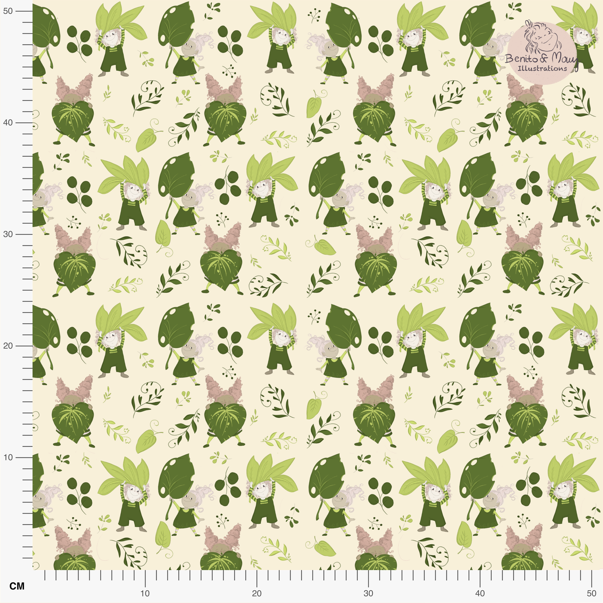 Bio Stoff  -  Botanical Fairytale beige, mittel