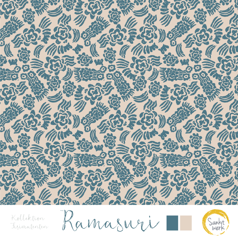 Bio Webware Stoff - Ramasuri - Sanktwerk, beige, Floral & Blumen, 100% Bio-Baumwolle Bio Webware Stoff - Ramasuri - Sanktwerk, beige, Floral & Blumen, 100% Bio-Baumwolle