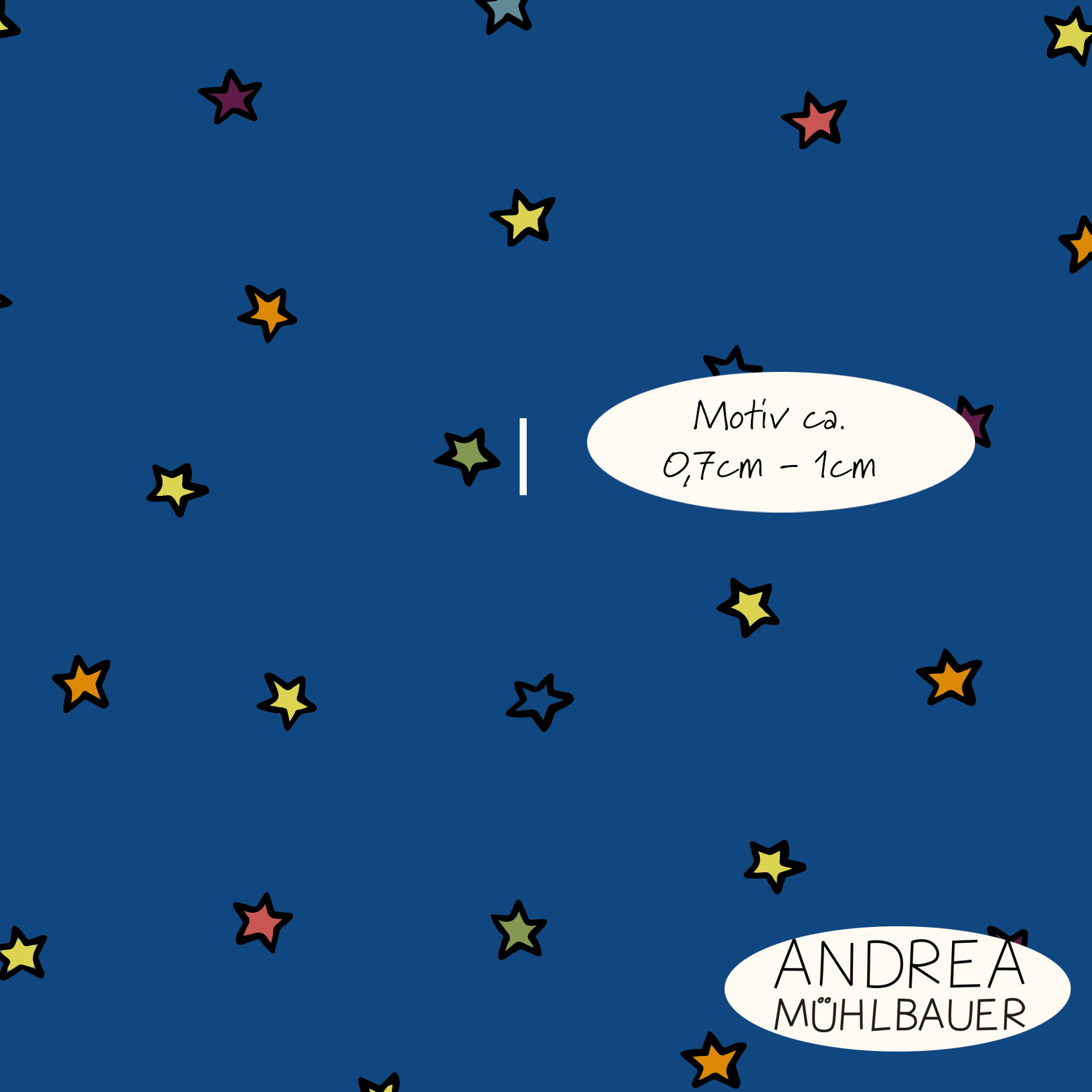 Bio Webware Stoff - Stars Deep Blue - AndreaMuehlbauer, blau, Sonne, Mond und Sterne, Fantasy, 100% Bio-Baumwolle Bio Webware Stoff - Stars Deep Blue - AndreaMuehlbauer, blau, Sonne, Mond und Sterne, Fantasy, 100% Bio-Baumwolle