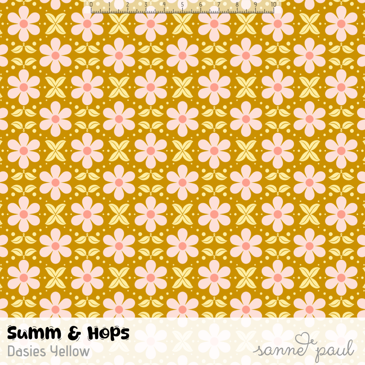 Bio Summersweat Stoff  - Summ and Hops Daisies Yellow - SannePaul, gelb, Kinder, Tiere, Breite 150 cm