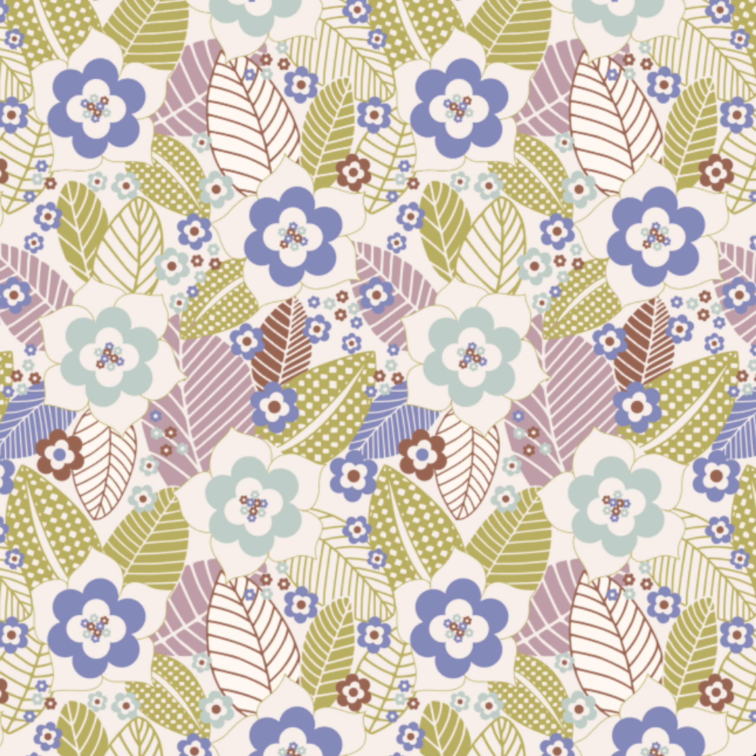 Bio Stoff - Floral Statement Modern Retro Flowers blau, mint