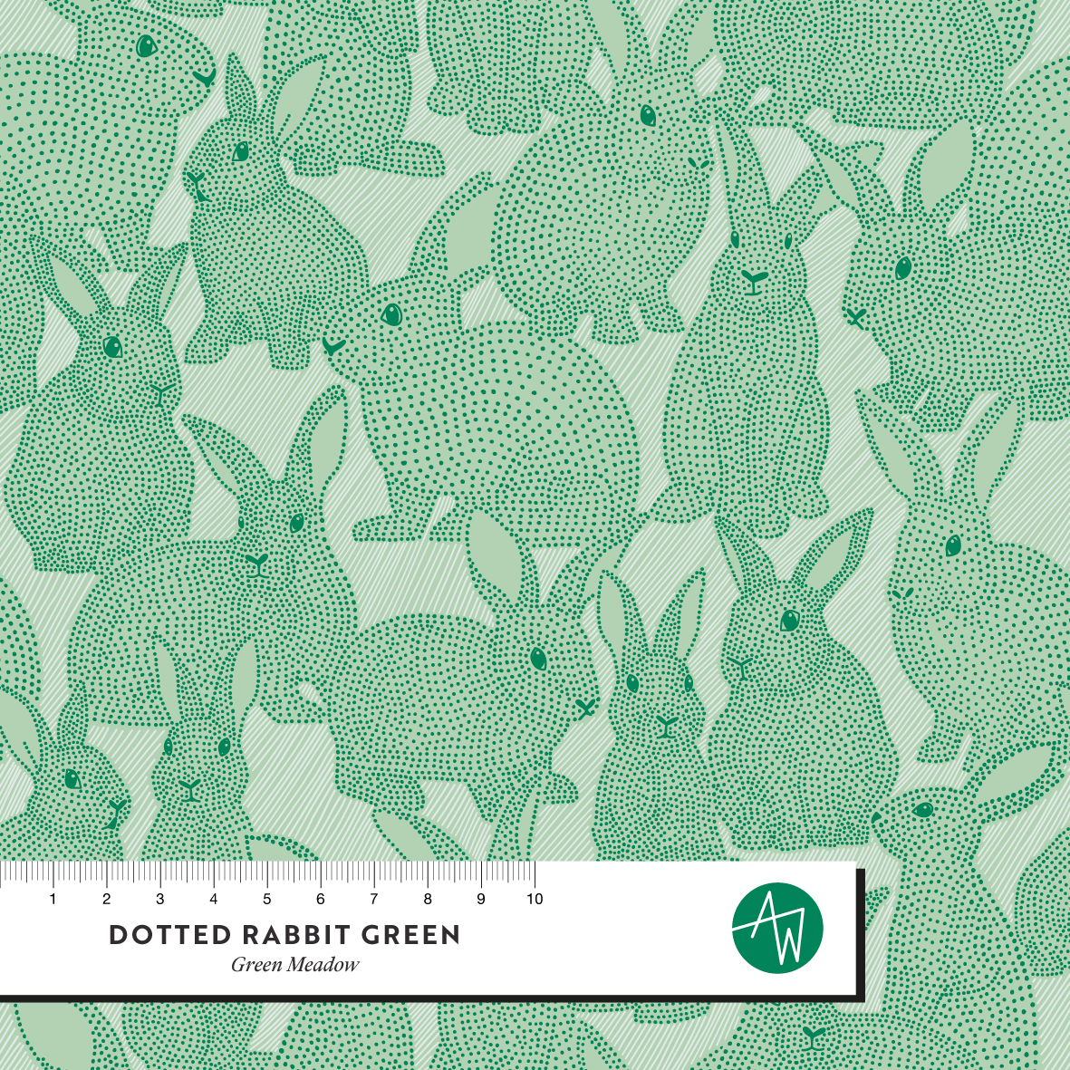 Bio Stoff  - Dotted Rabbit Green - AlexanderWeise, grün, Tiere