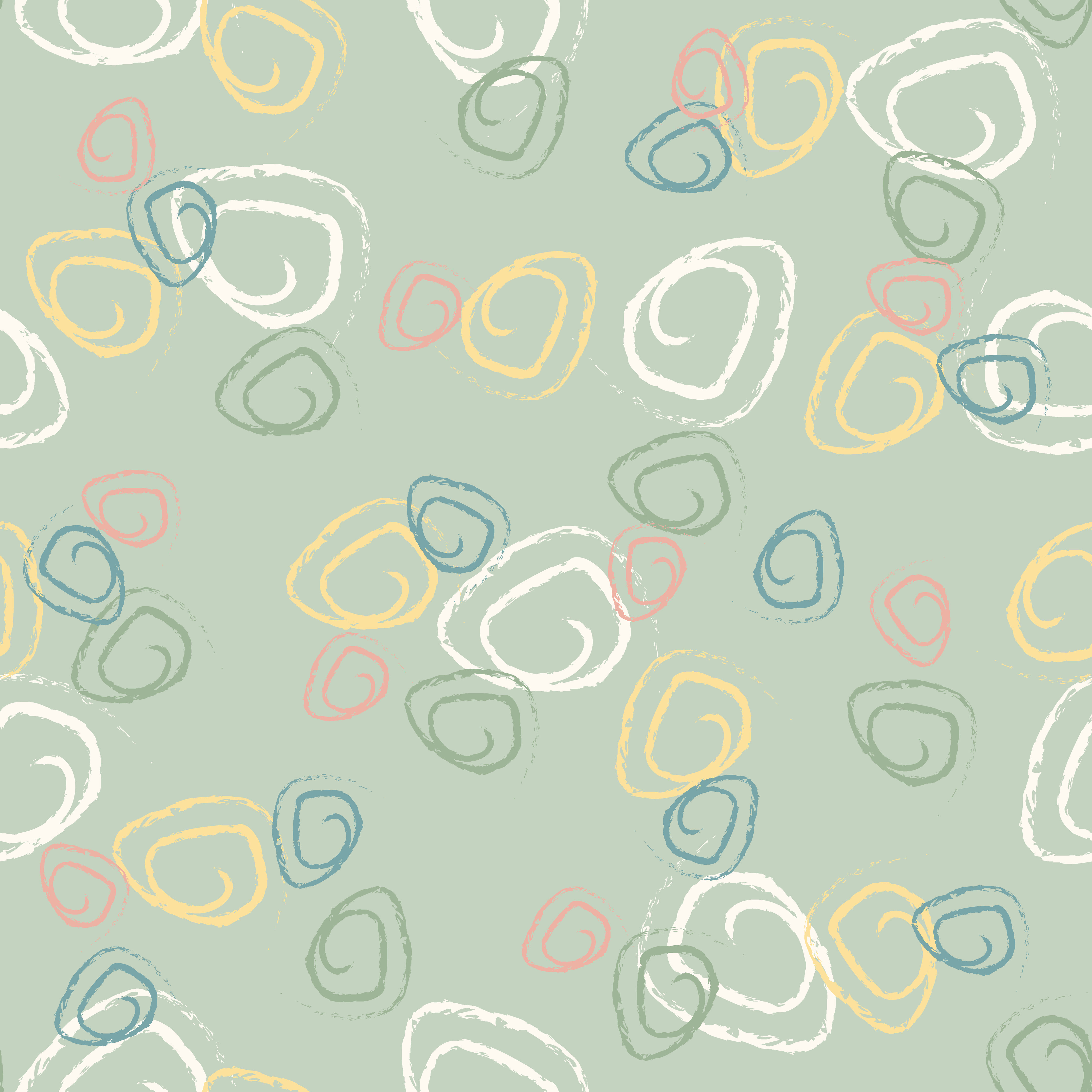 Bio Fabric - Chalk Swirls Green by Andrea Muehlbauer in green