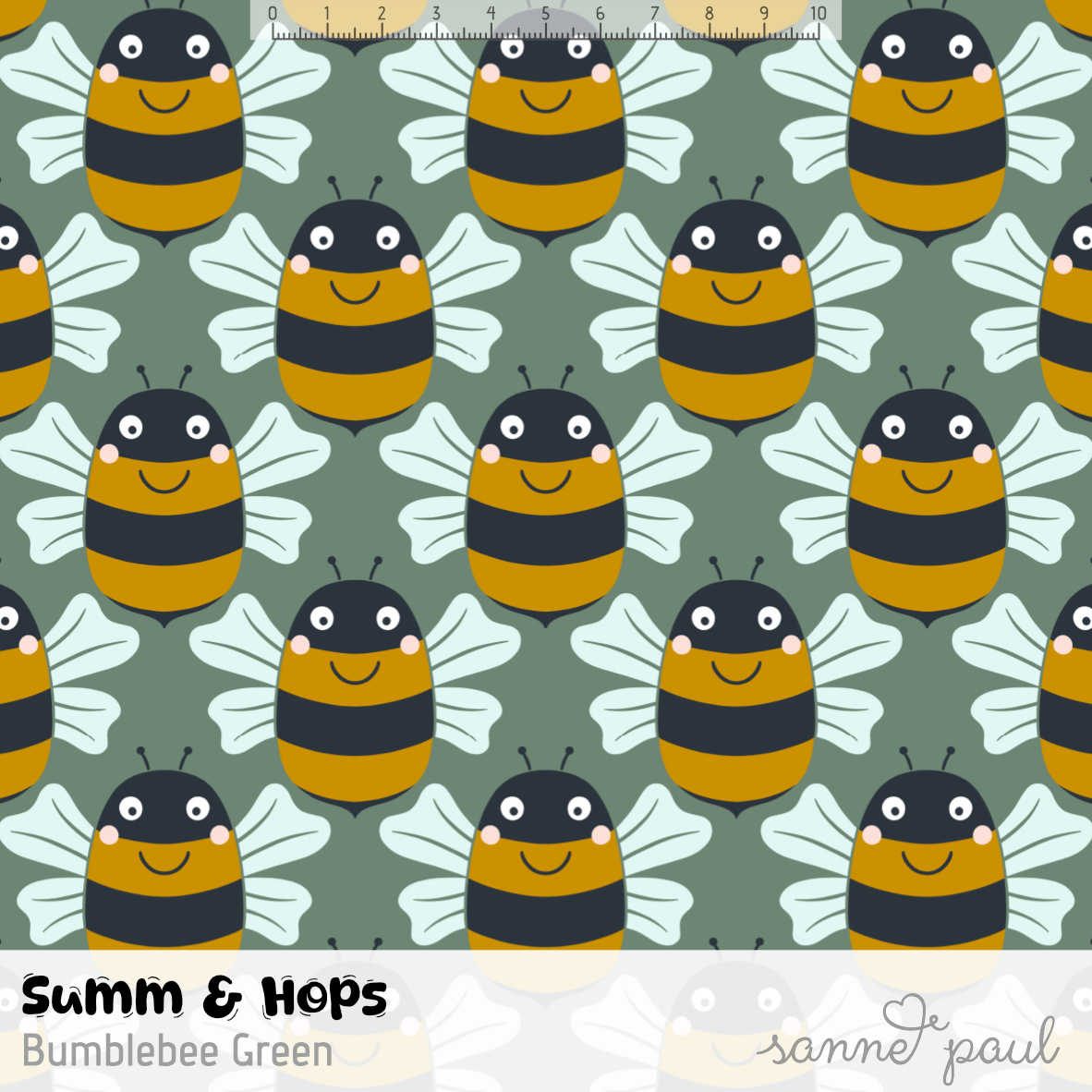 Bio Stoff  - Summ and Hops Bumblebee Green - SannePaul, grün, Kinder, Tiere