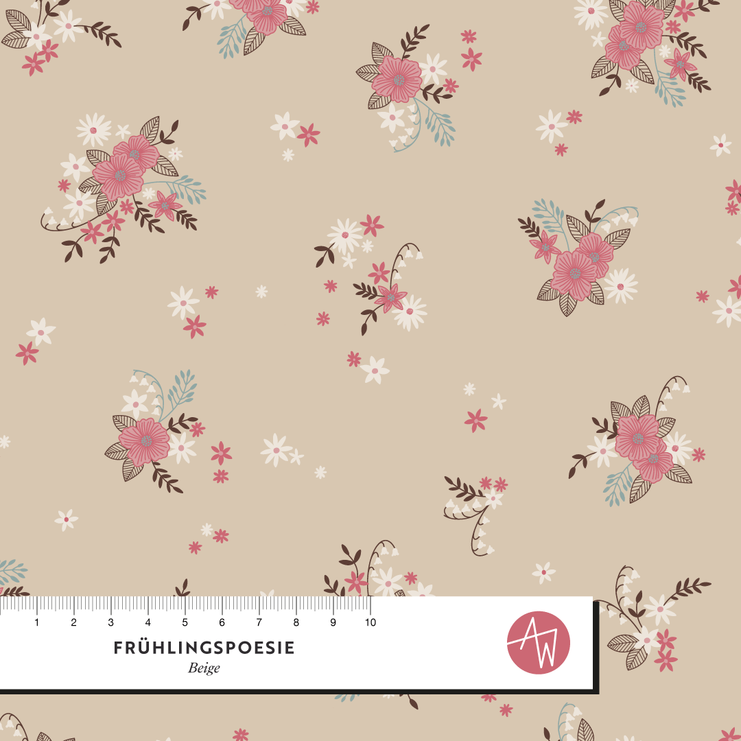 Bio Stoff  - Frühlingspoesie beige