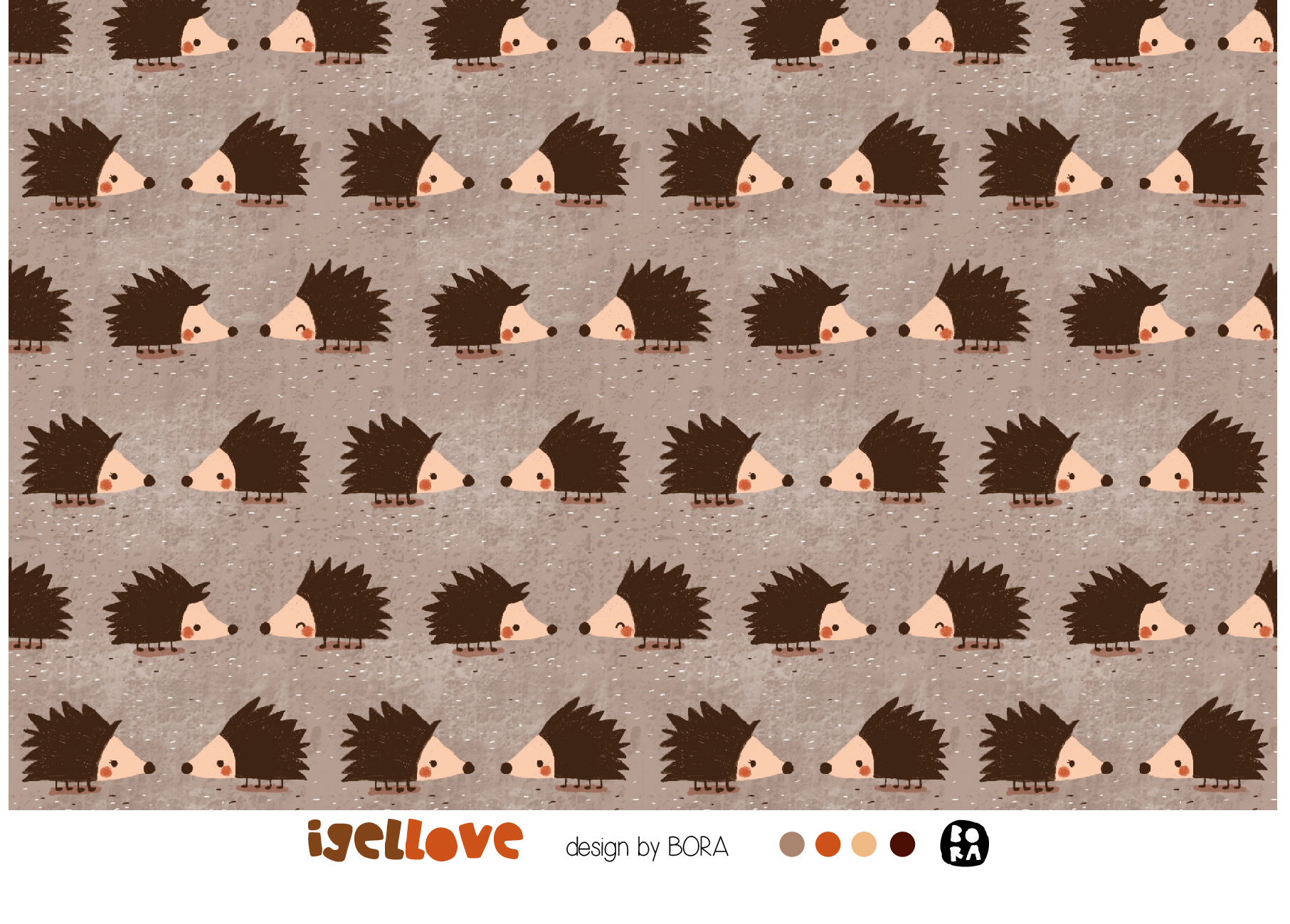 Bio Summersweat Stoff - Igellove mocca - Bora, Tiere, braun, beige, Breite 150 cm Bio Summersweat Stoff - Igellove mocca - Bora, Tiere, braun, beige, Breite 150 cm