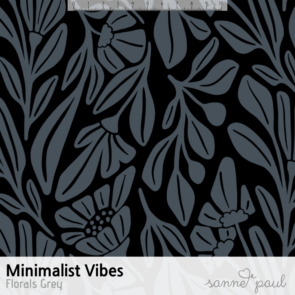 Bio Stoff - Minimalist Vibes Florals Grey von Sanne Paul in grau