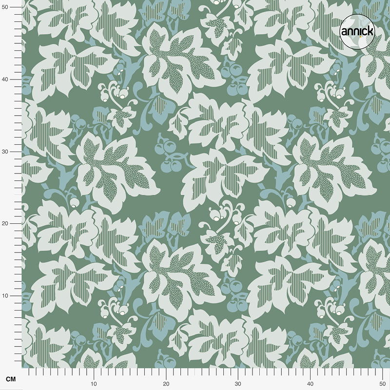 Organic fabric - Botanical Cottage Vine Leaves green
