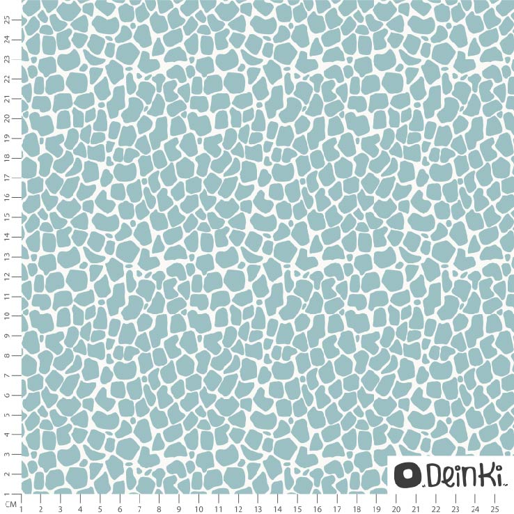 Bio Stoff  -  Giraffenflecken  - Deinki, Tierfellmuster, blau