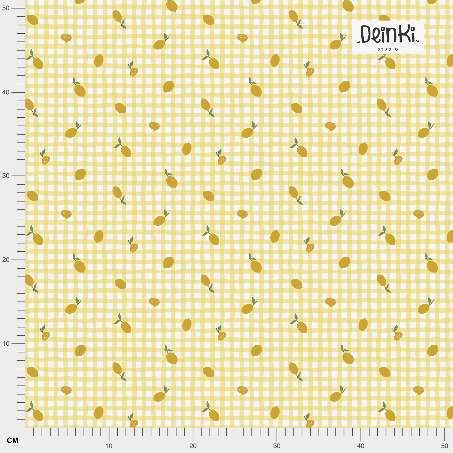 Organic fabric - Mini Zitronen und Karos yellow