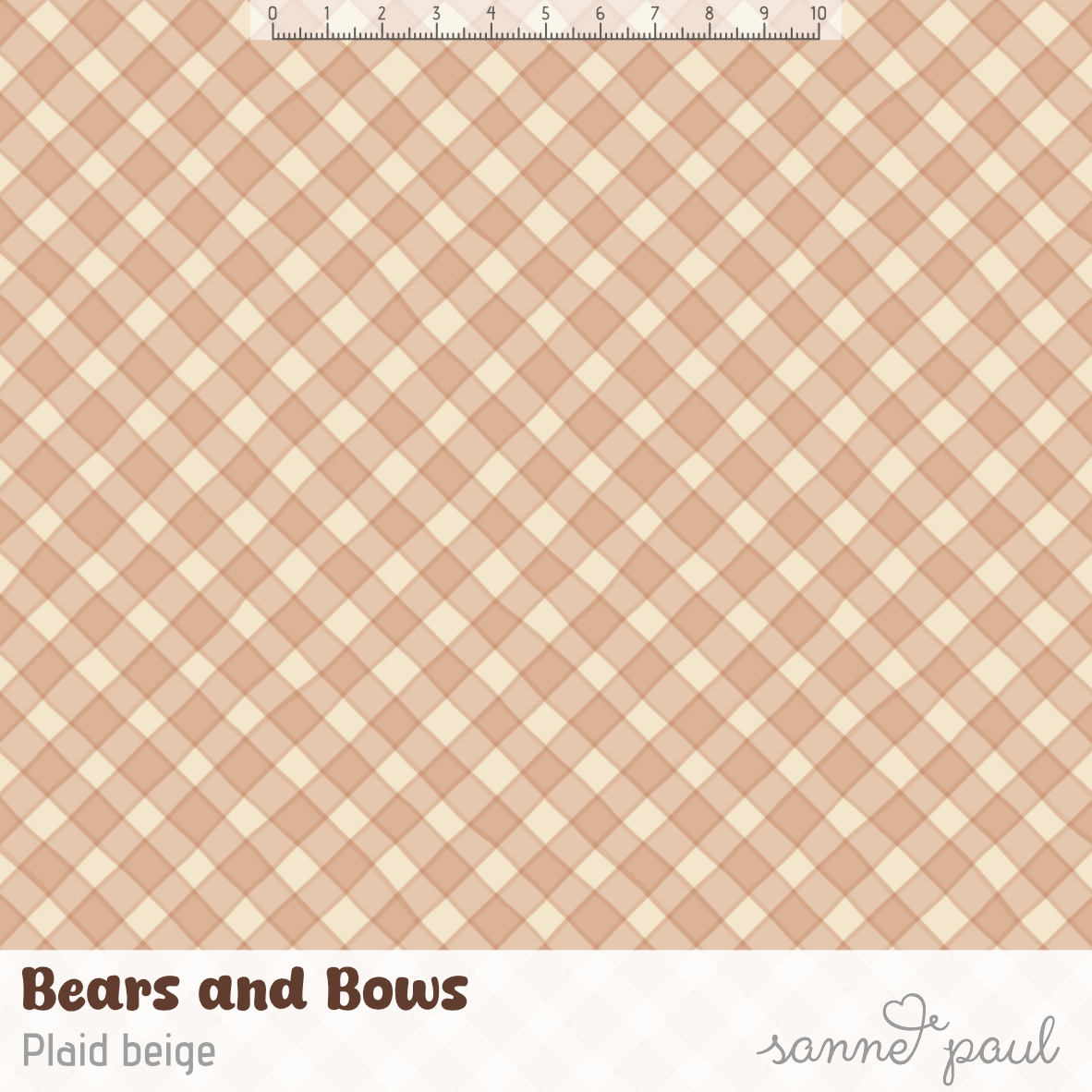 Bio Summersweat Stoff  - Bears and Bows Plaid Beige - SannePaul, beige, kariert Breite 150 cm