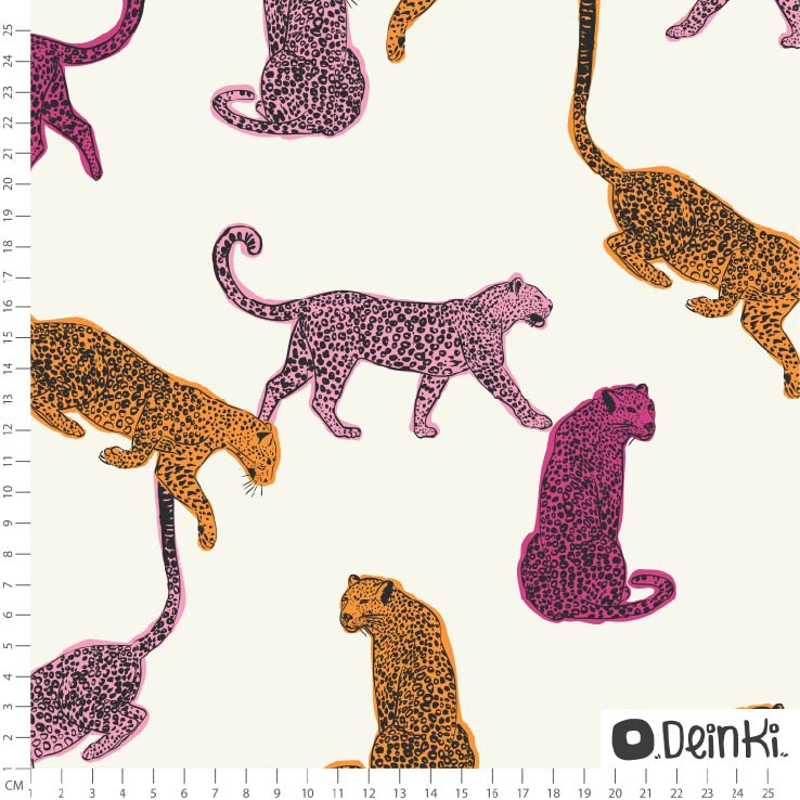 Bio Stoff - Leoparden Pink Orange von Deinki in pink orange